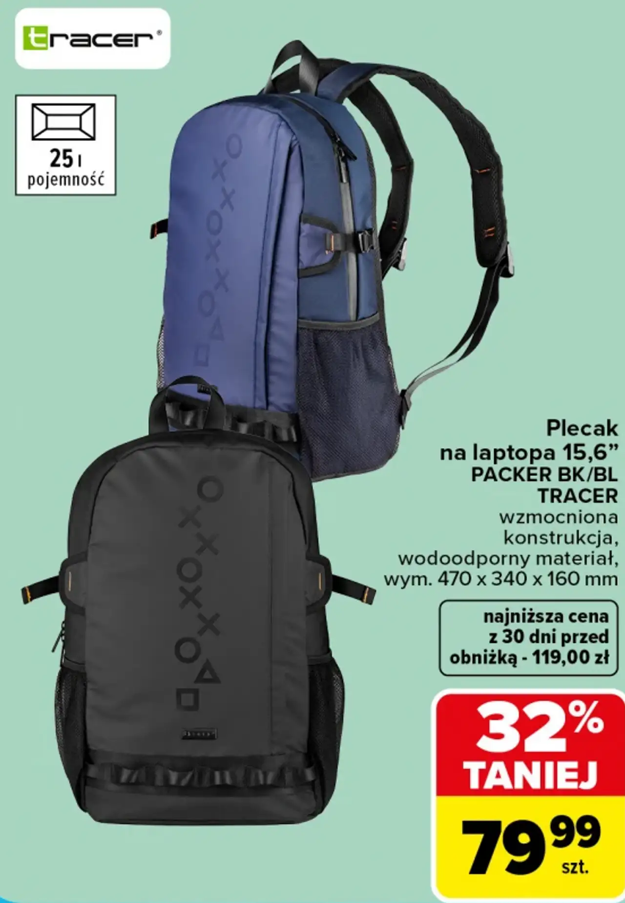 Plecak na laptopa 15,6" PACKER BK/BL TRACER