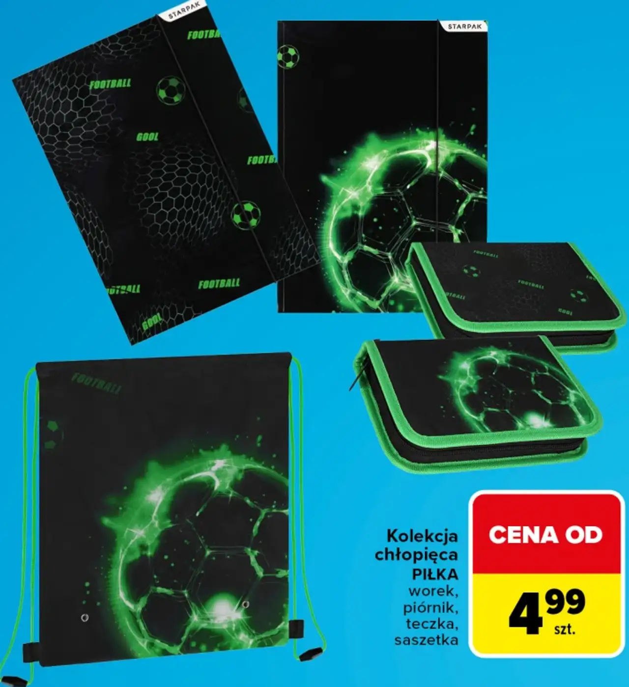 Kolekcja chłopięca PIŁKA STARPAK (worek, piórnik, teczka, saszetka)