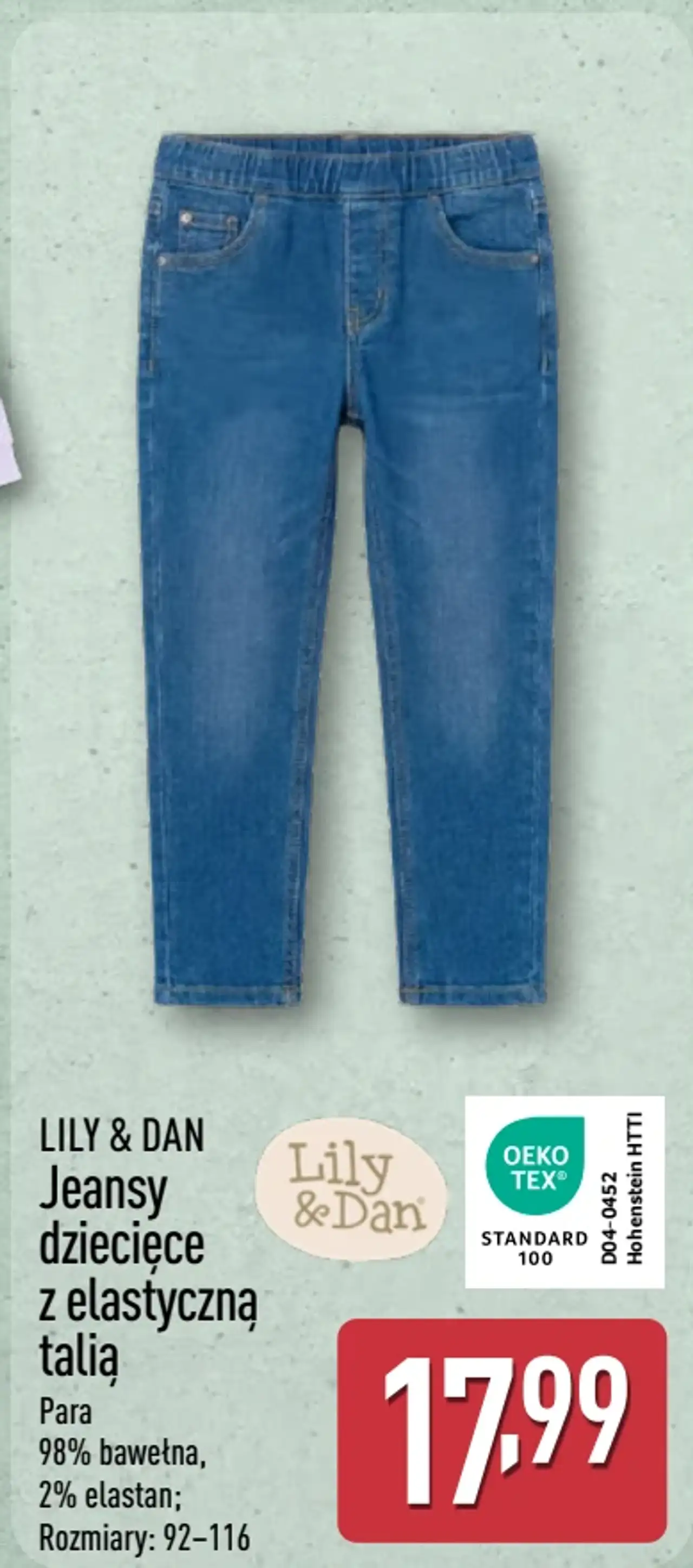 LILY & DAN Jeansy dziecięce z elastyczną talią