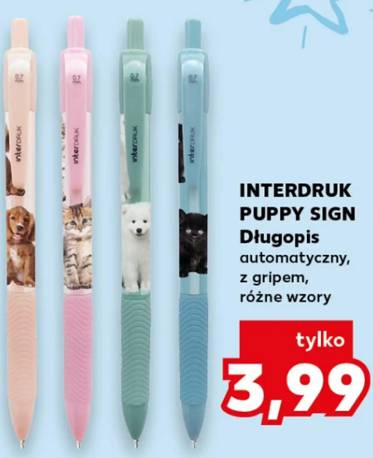 INTERDRUK PUPPY SIGN Długopis automatyczny, z gripem, różne wzory