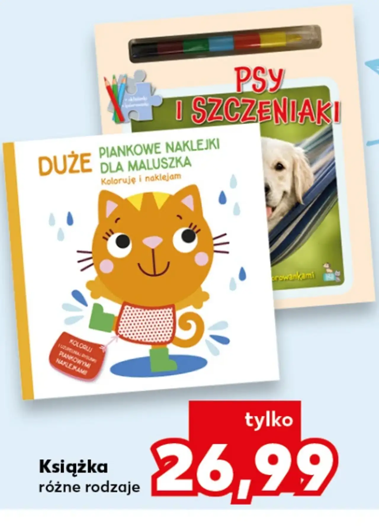 Książka dla dzieci, różne rodzaje (np. Psy i szczeniaki, Duże piankowe naklejki dla maluszka)