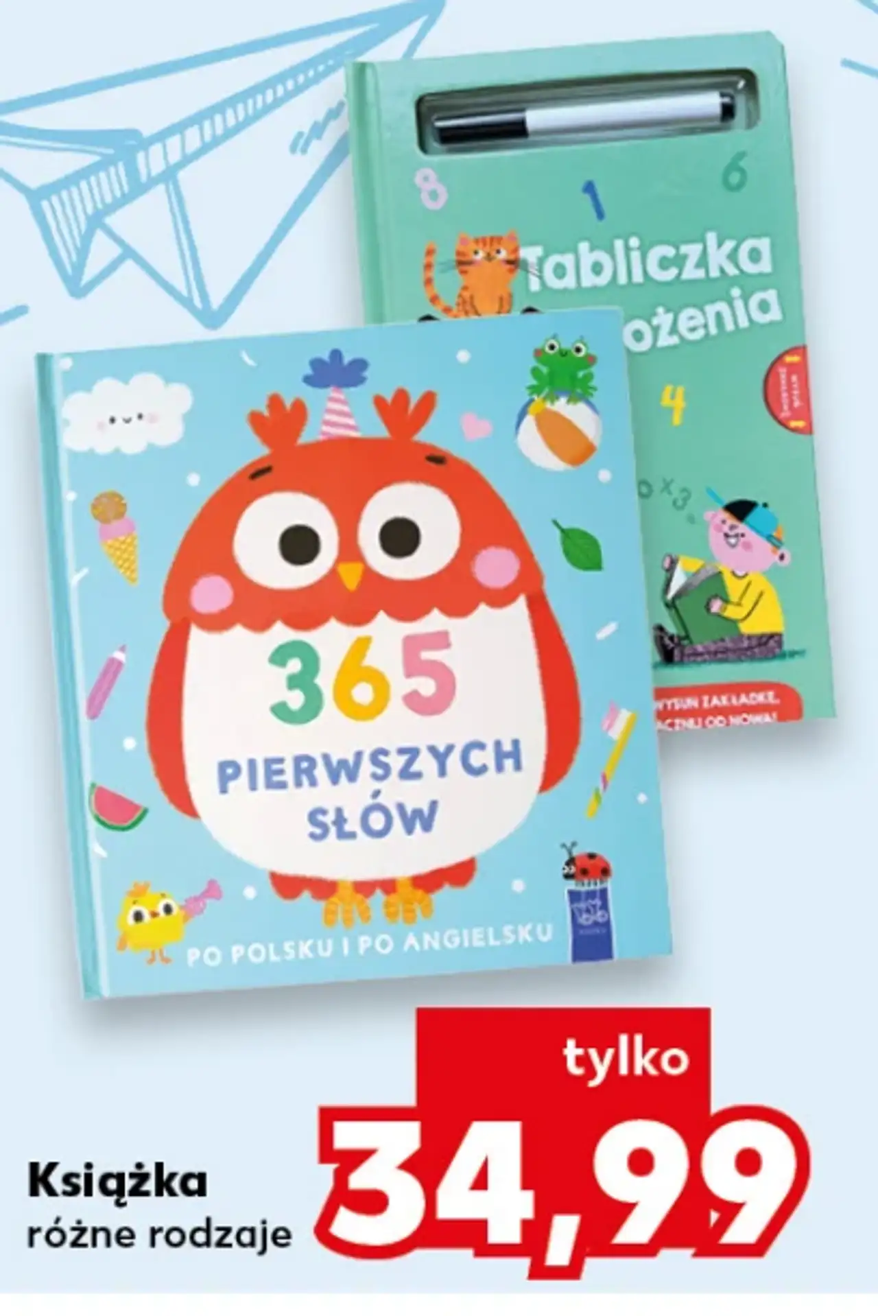 Książka dla dzieci, różne rodzaje (np. 365 Pierwszych słów, Tabliczka mnożenia)