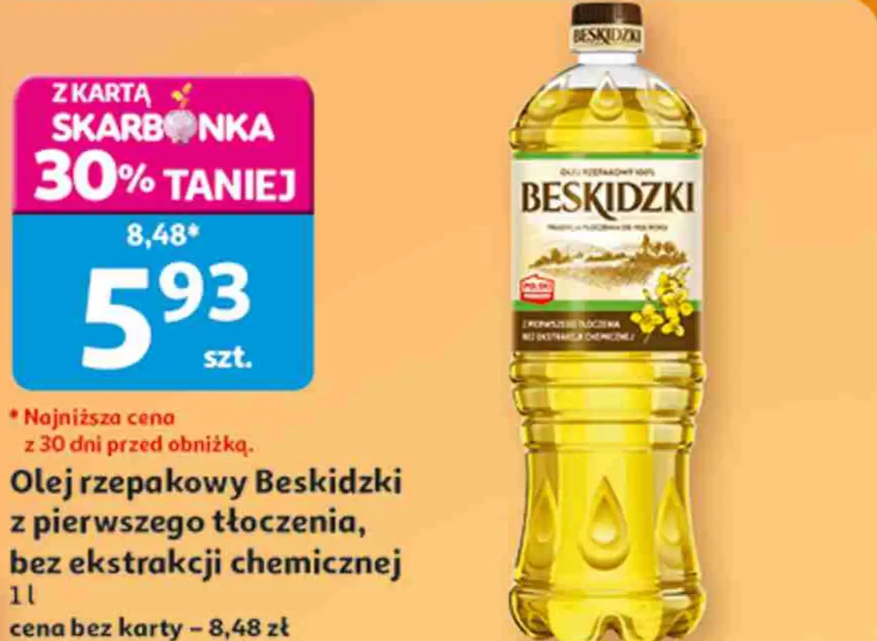 Olej rzepakowy Beskidzki z pierwszego tłoczenia, bez ekstrakcji chemicznej