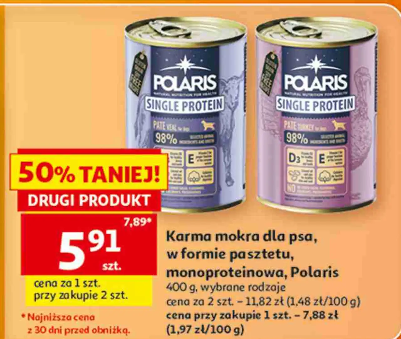 Karma mokra dla psa, w formie pasztetu, monoproteinowa, Polaris