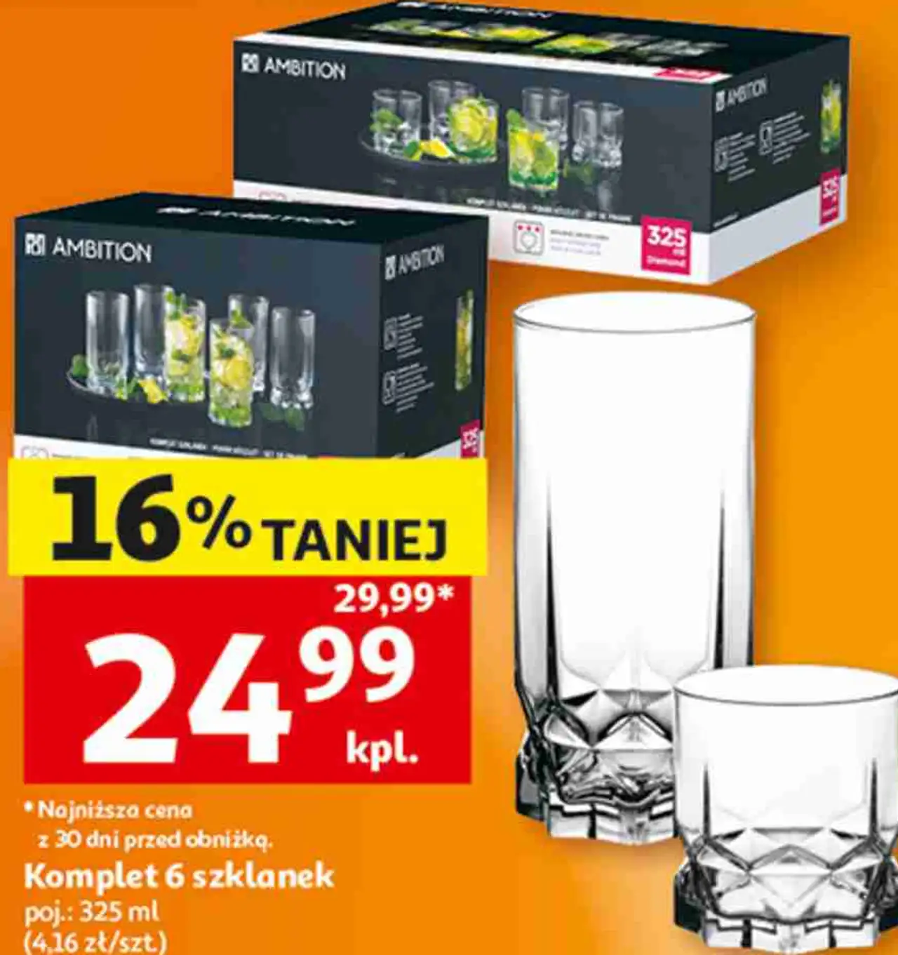 Komplet 6 szklanek Ambition, poj.: 325 ml