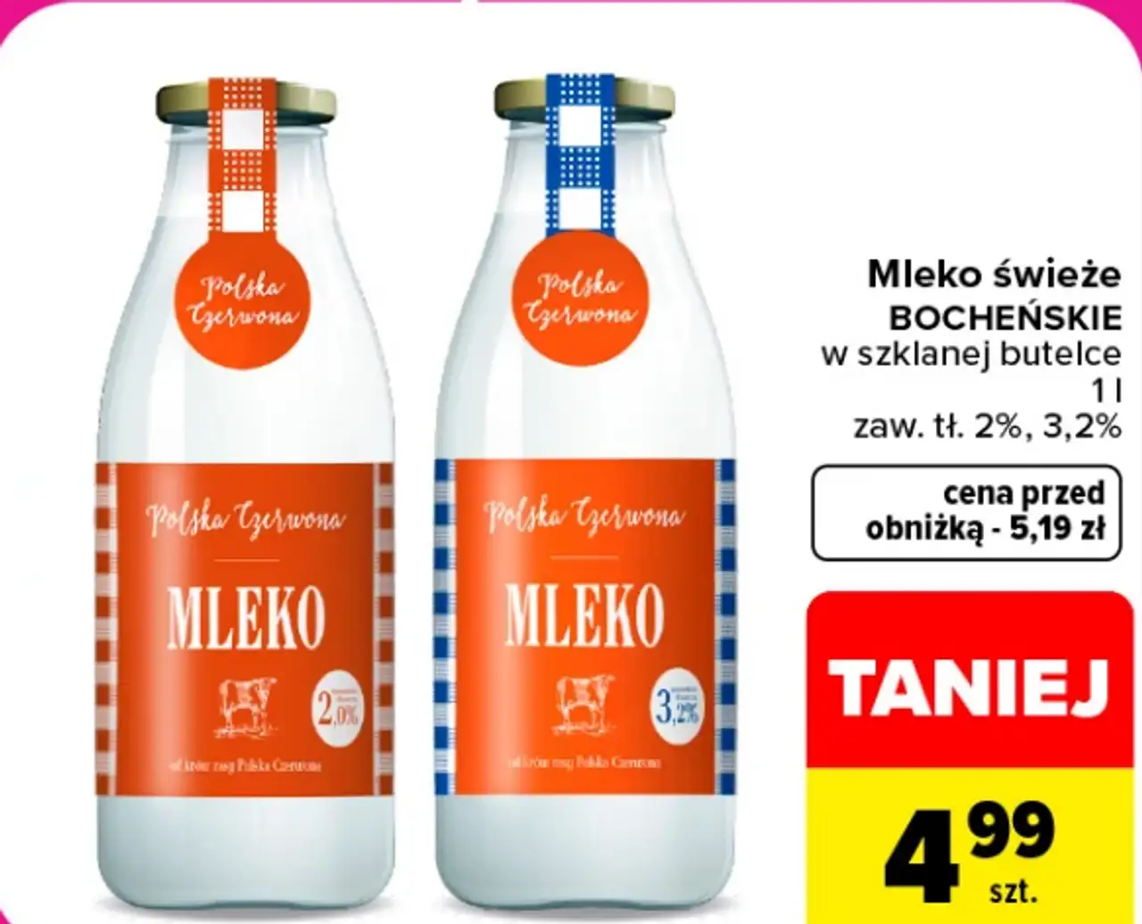 Mleko świeże BOCHEŃSKIE w szklanej butelce