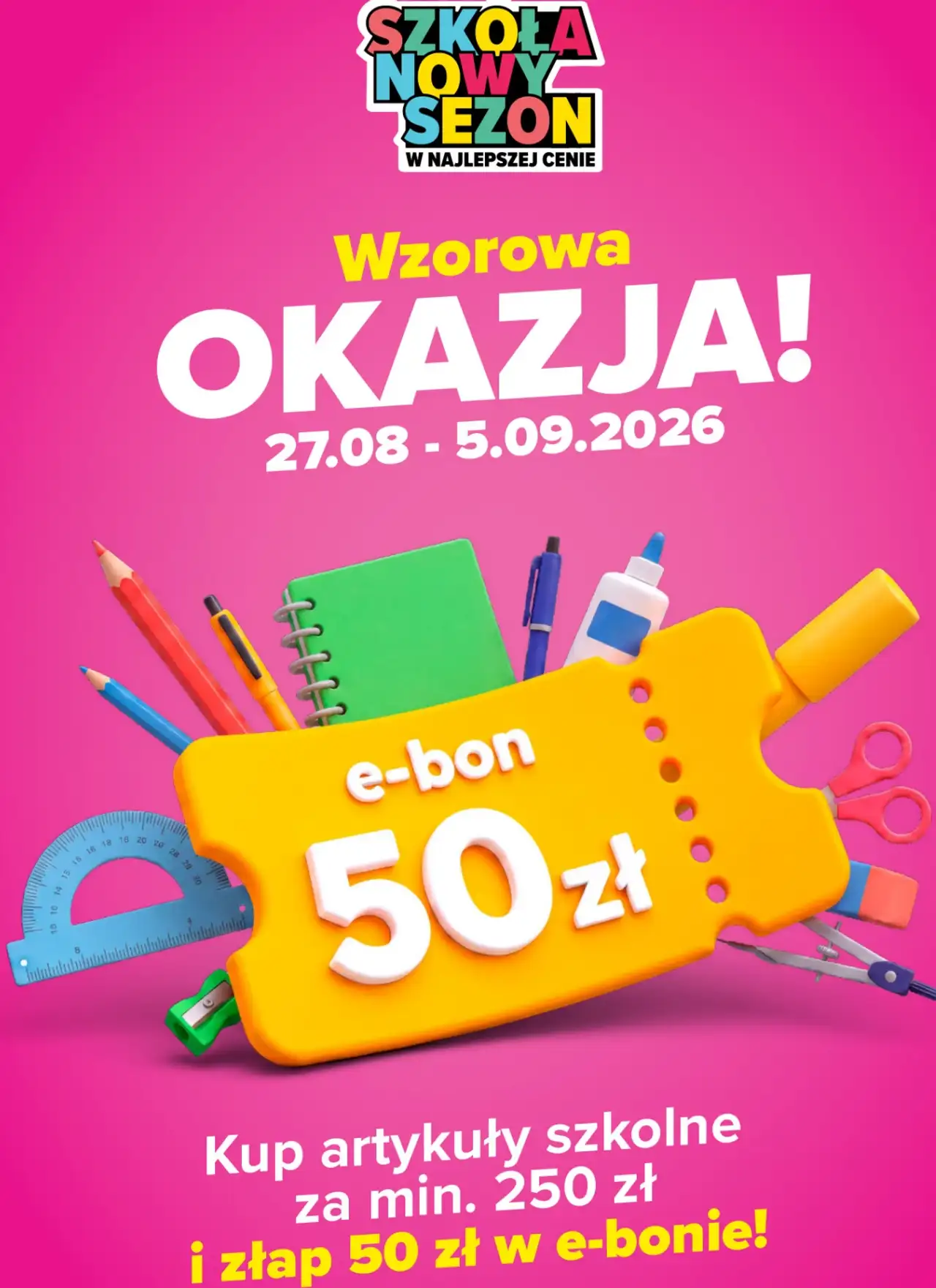 e-bon Carrefour 50 zł za zakup artykułów szkolnych za min. 250 zł