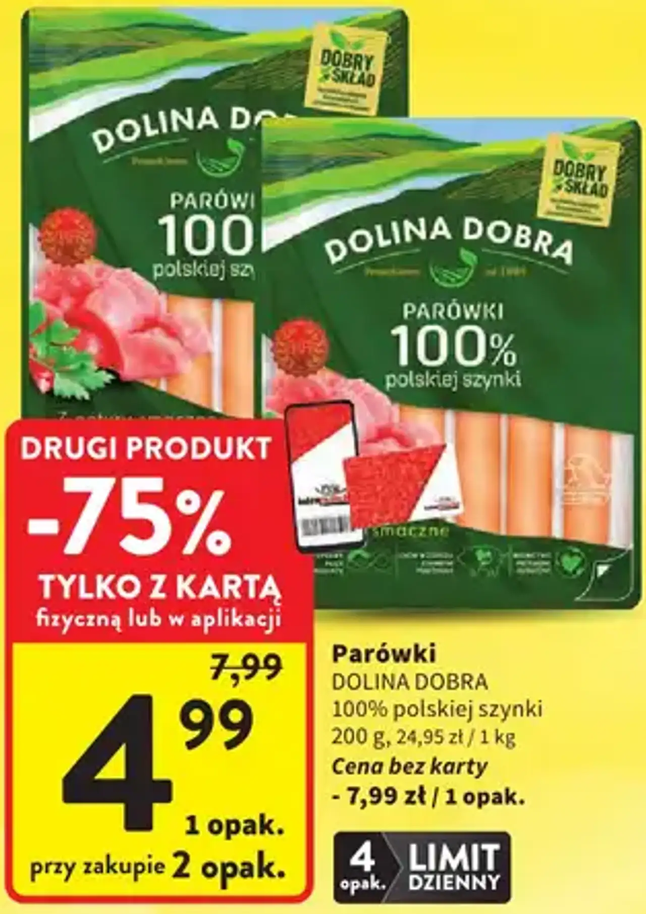 Parówki Dolina Dobra 100% z polskiej szynki