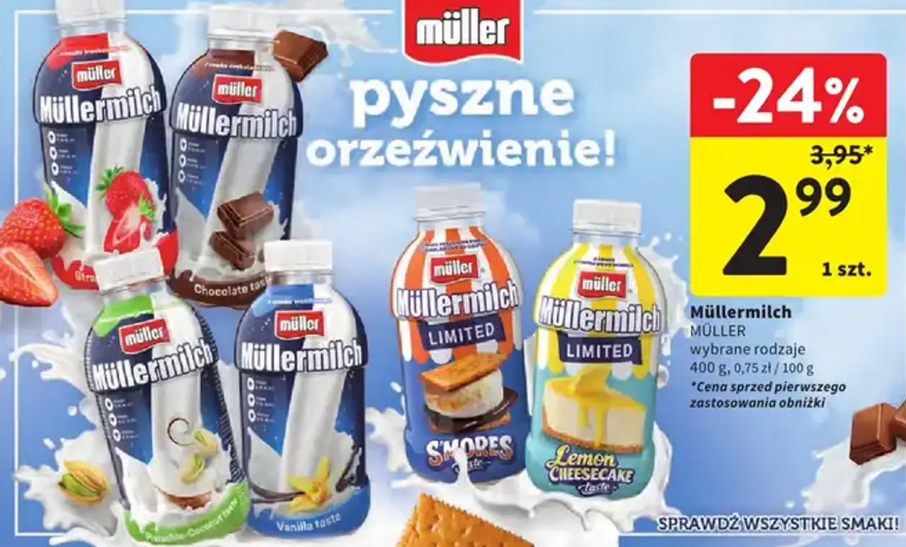 Müller Müllermilch wybrane rodzaje