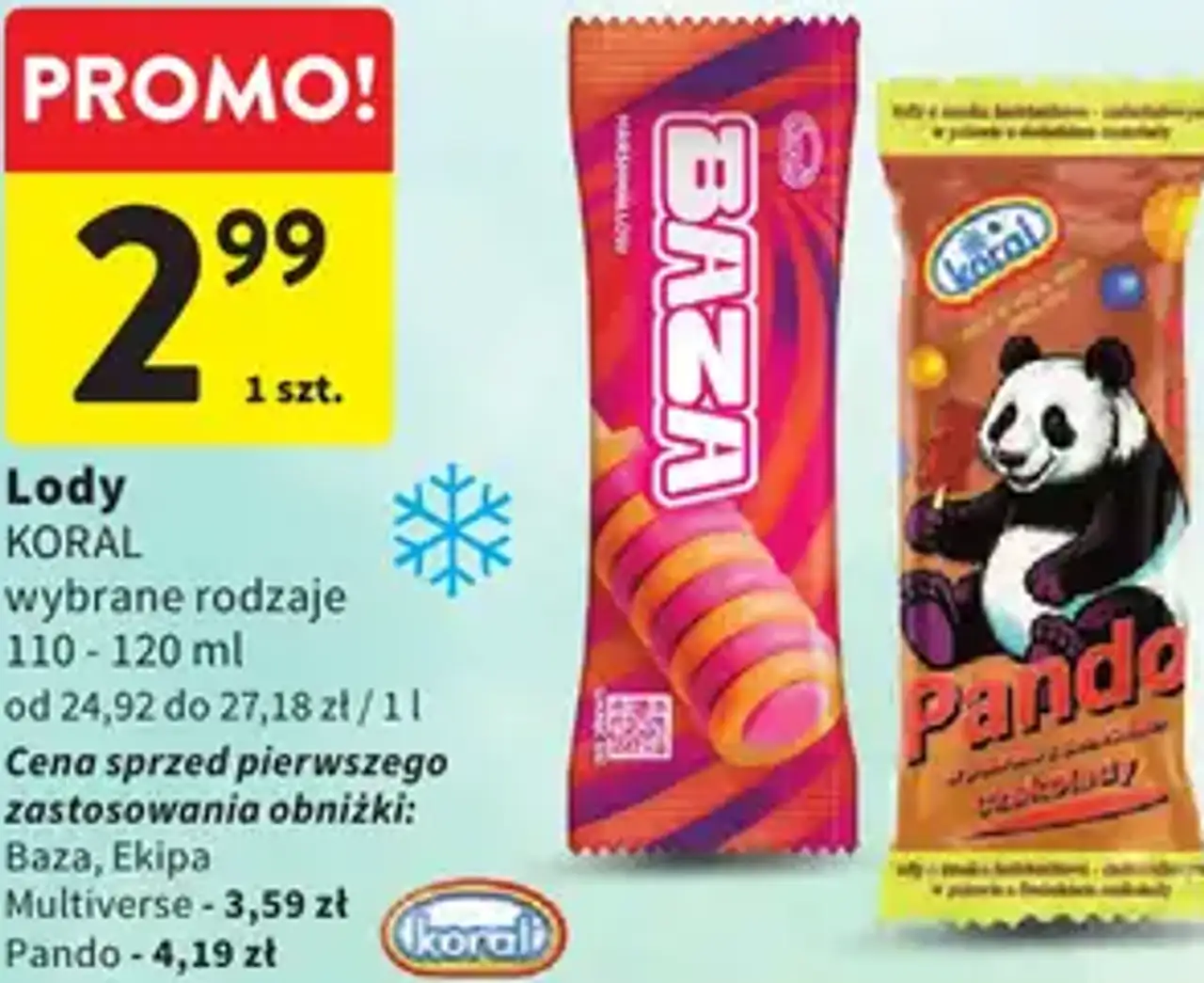 Lody KORAL wybrane rodzaje