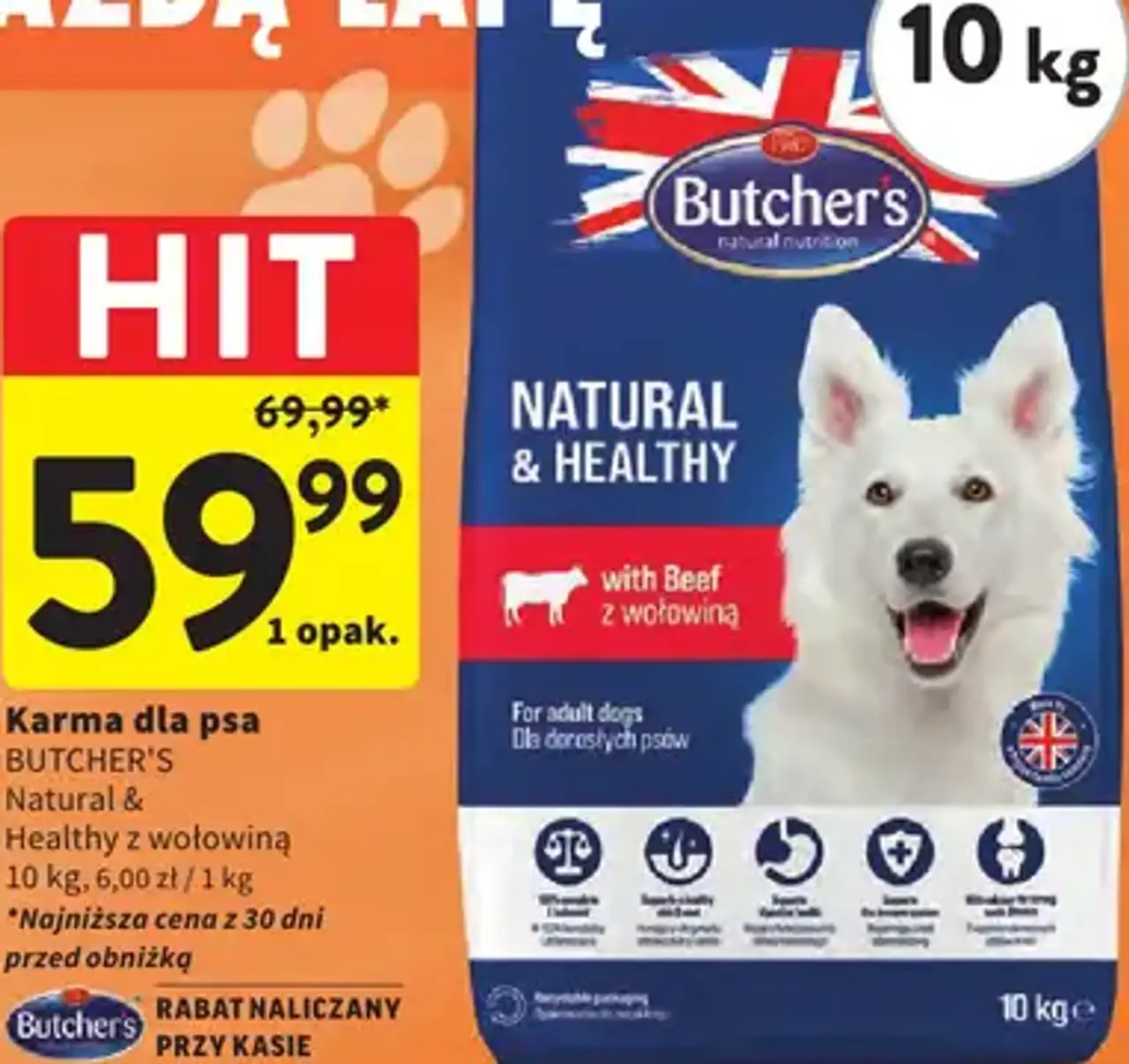 Karma dla psa BUTCHER'S Natural & Healthy z wołowiną