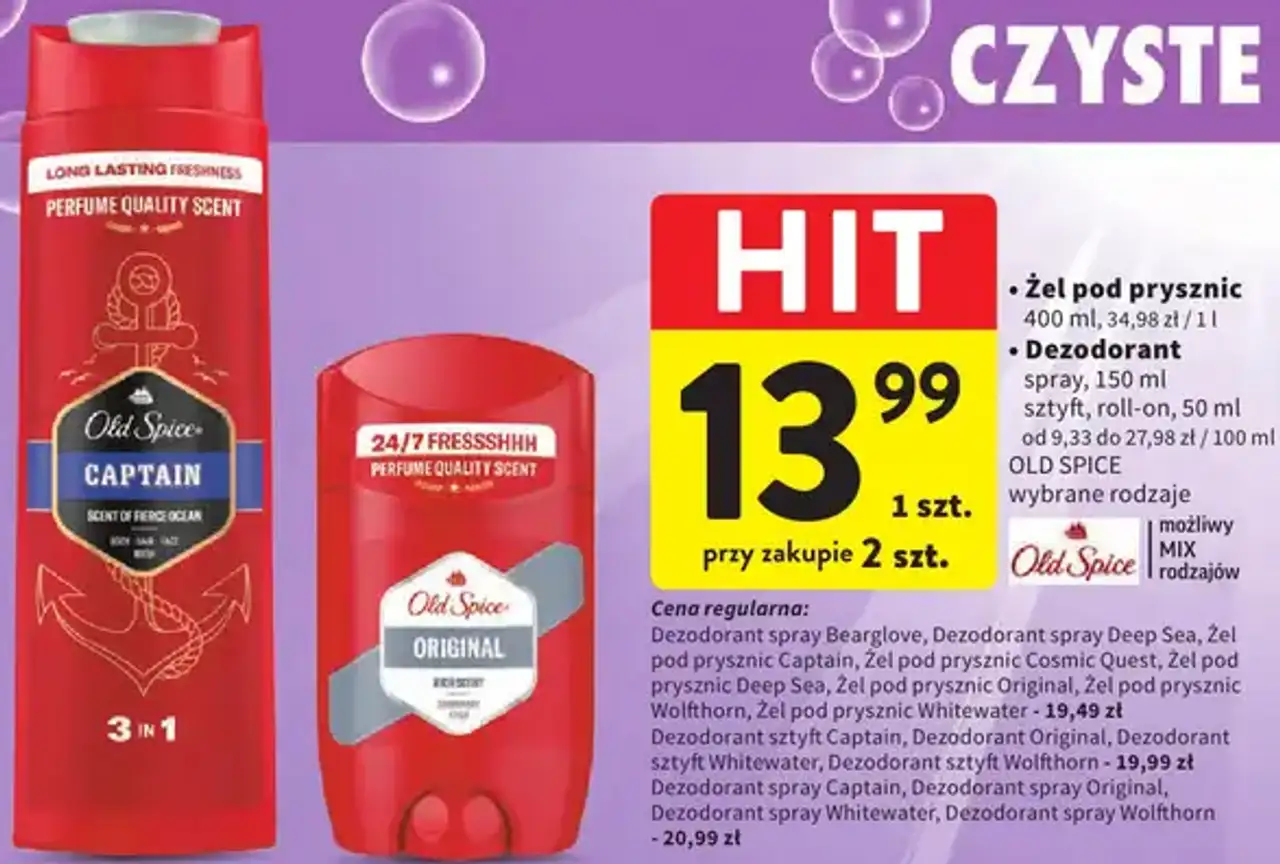 Żel pod prysznic lub Dezodorant Old Spice