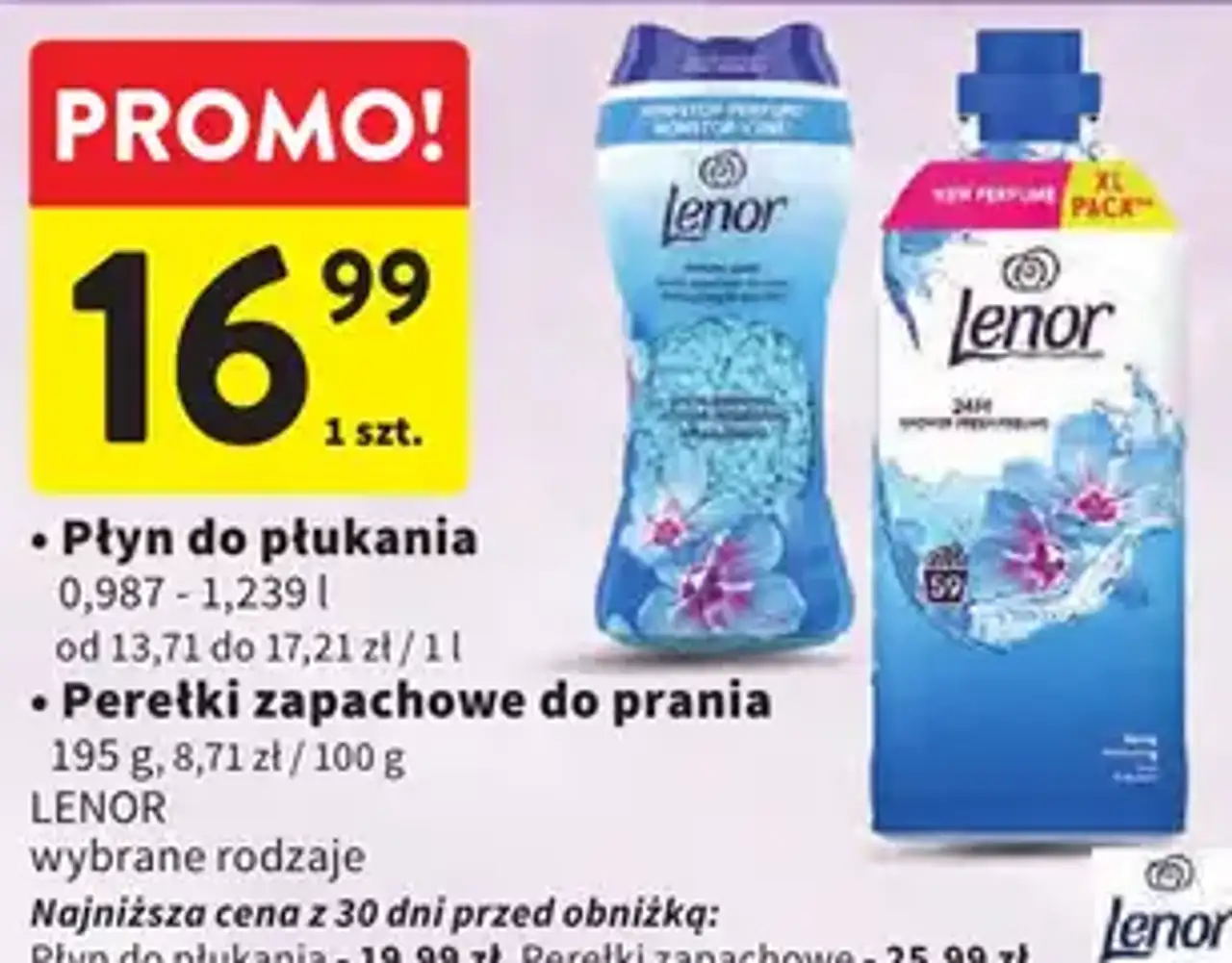 Płyn do płukania lub perełki zapachowe do prania Lenor