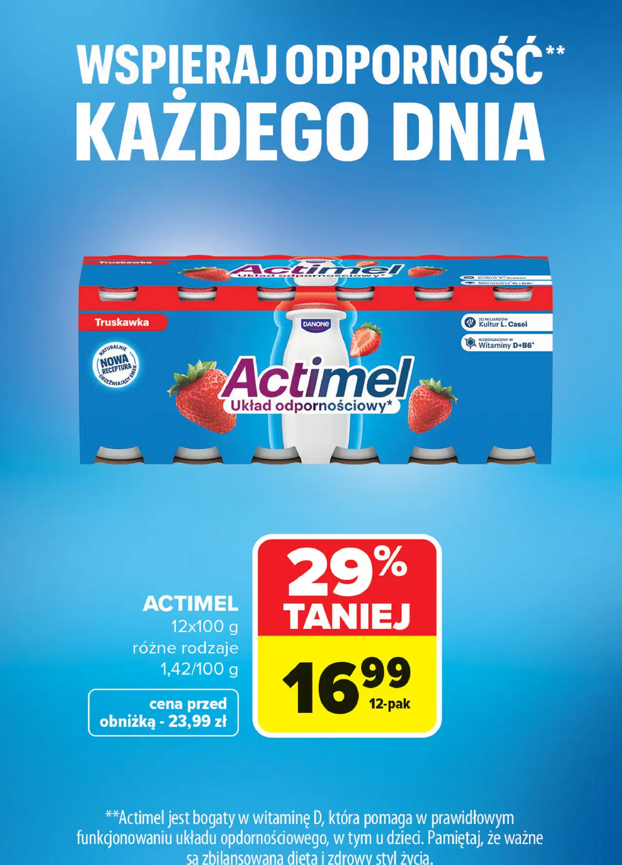 Jogurt truskawka Danone Actimel