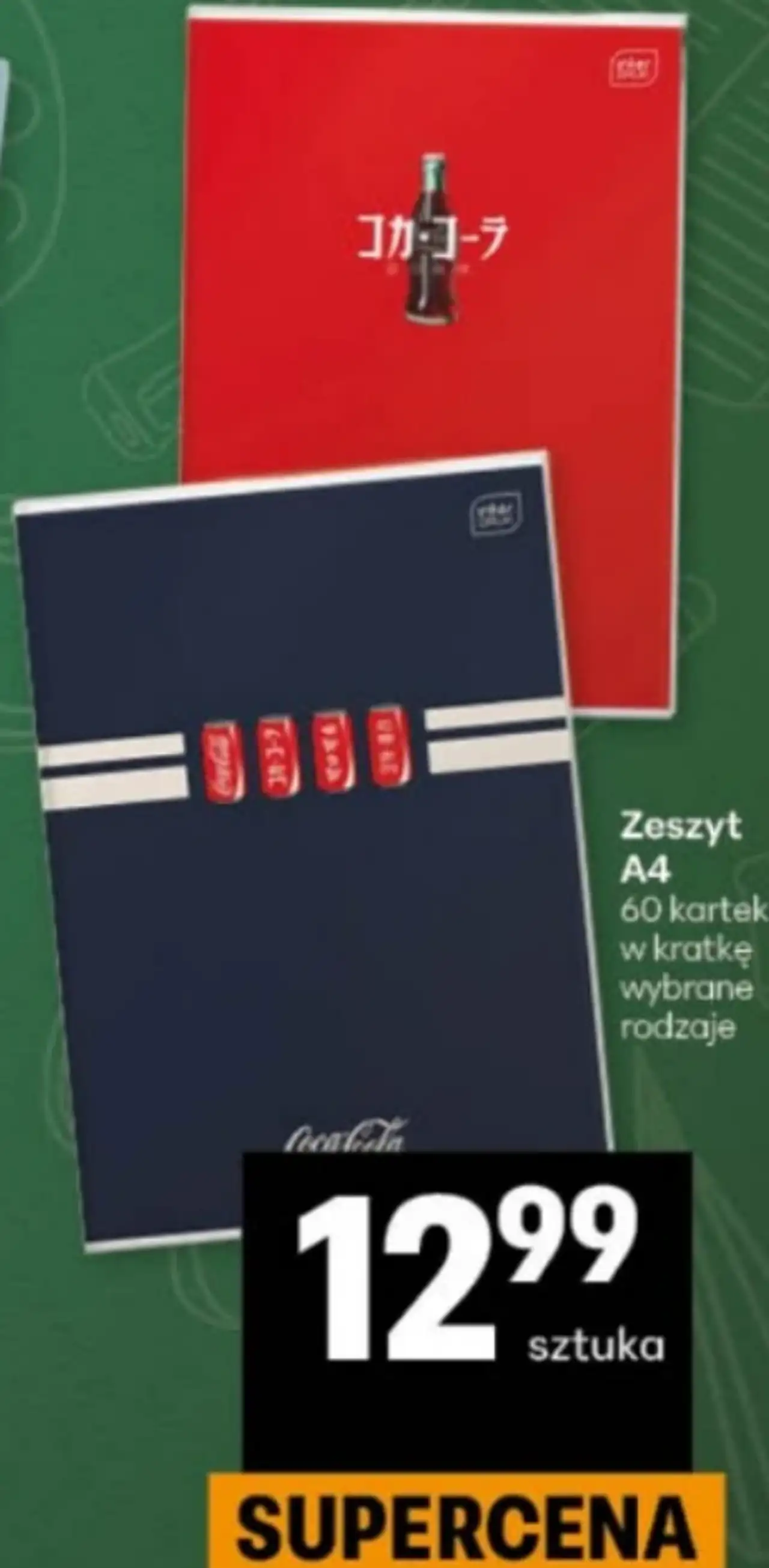 Zeszyt A4 Coca-Cola 60 kartek w kratkę wybrane rodzaje