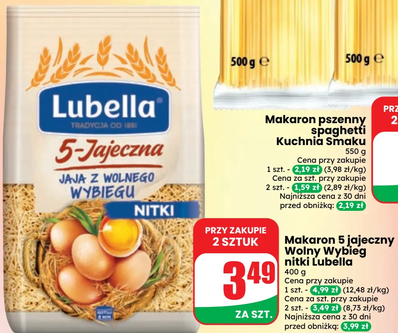 Makaron 5 jajeczny Wolny Wybieg nitki Lubella