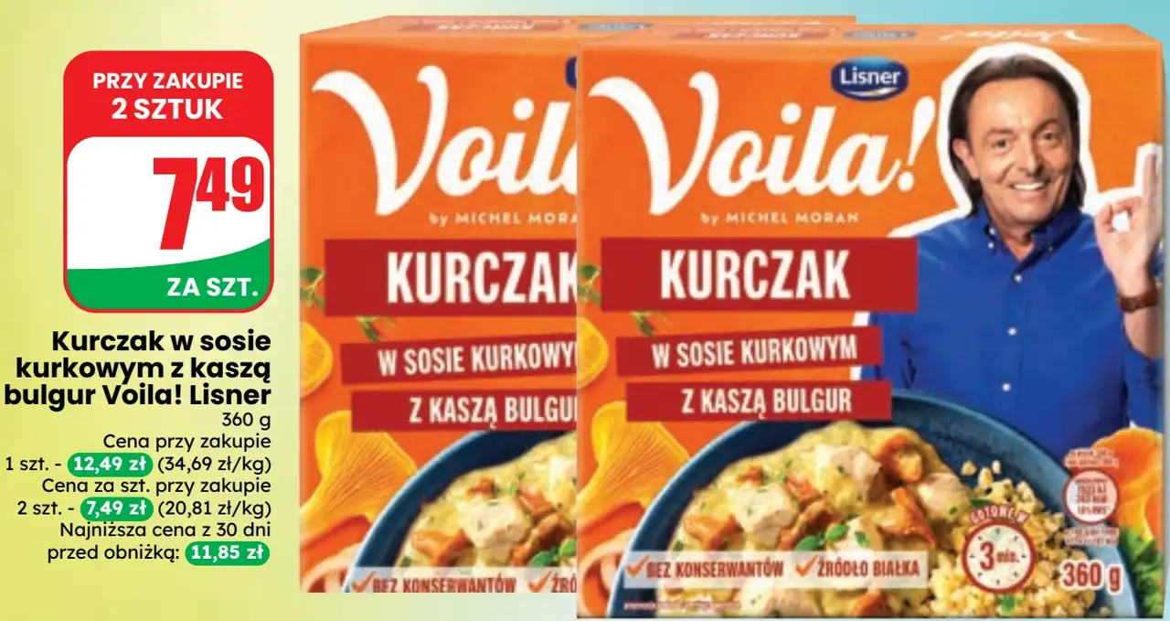 Kurczak w sosie kurkowym z kaszą bulgur Voila! Lisner
