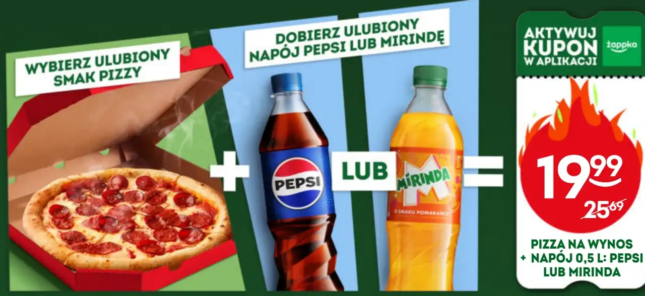 Zestaw: Pizza na Wynos + Napój 0,5 L: Pepsi lub Mirinda