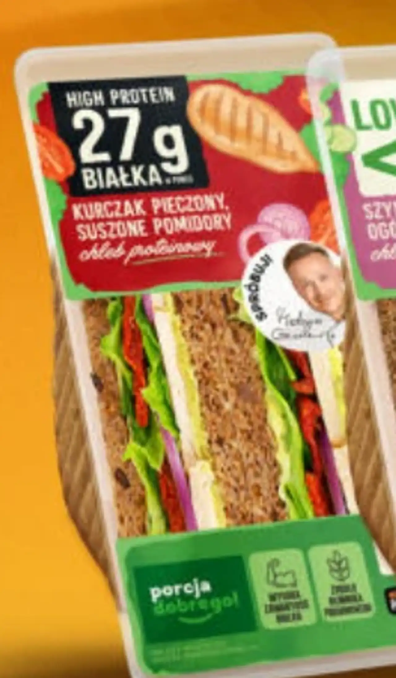 Porcja Dobrego! Sandwich High Protein Kurczak Pieczony, Suszone Pomidory