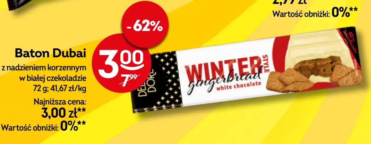 Baton Dubai Winter Style z nadzieniem korzennym w białej czekoladzie