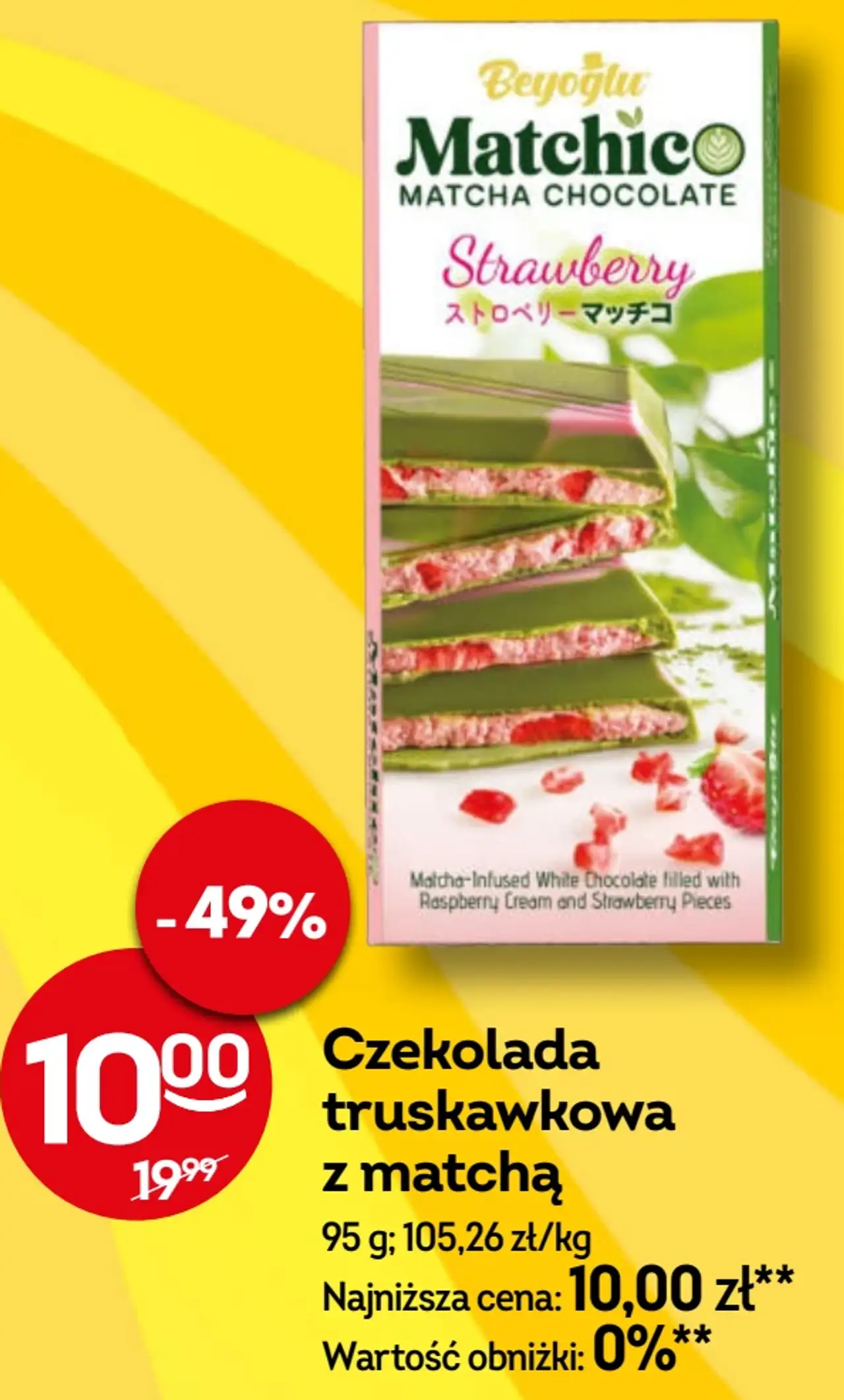 Czekolada truskawkowa z matchą Beyoglu Matchico