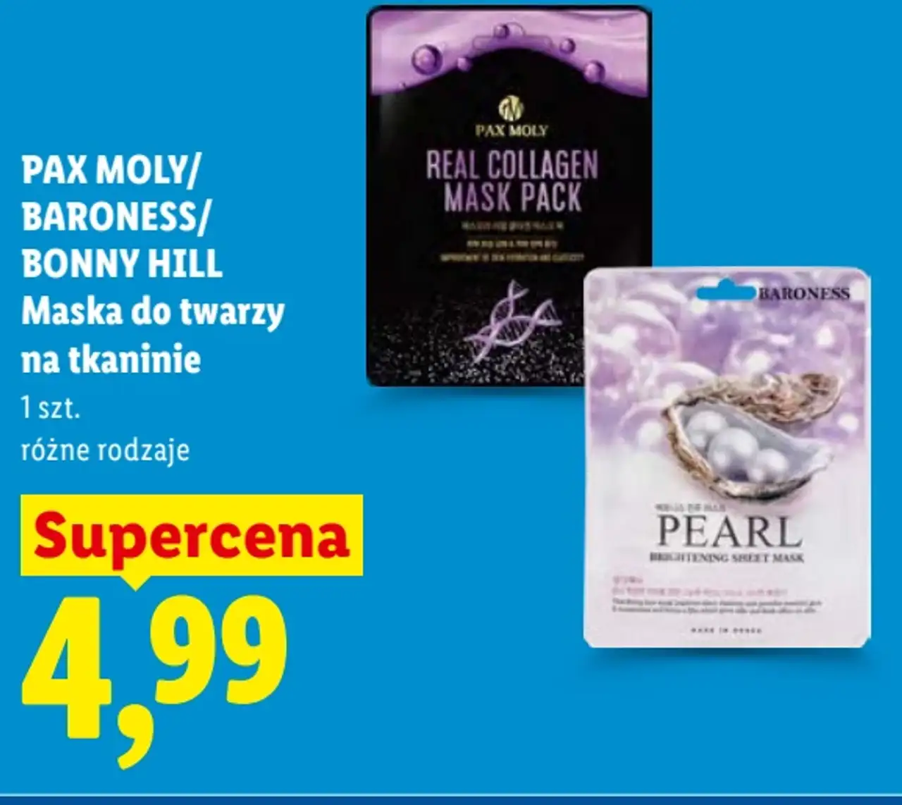 PAX MOLY/ BARONESS/ BONNY HILL Maska do twarzy na tkaninie