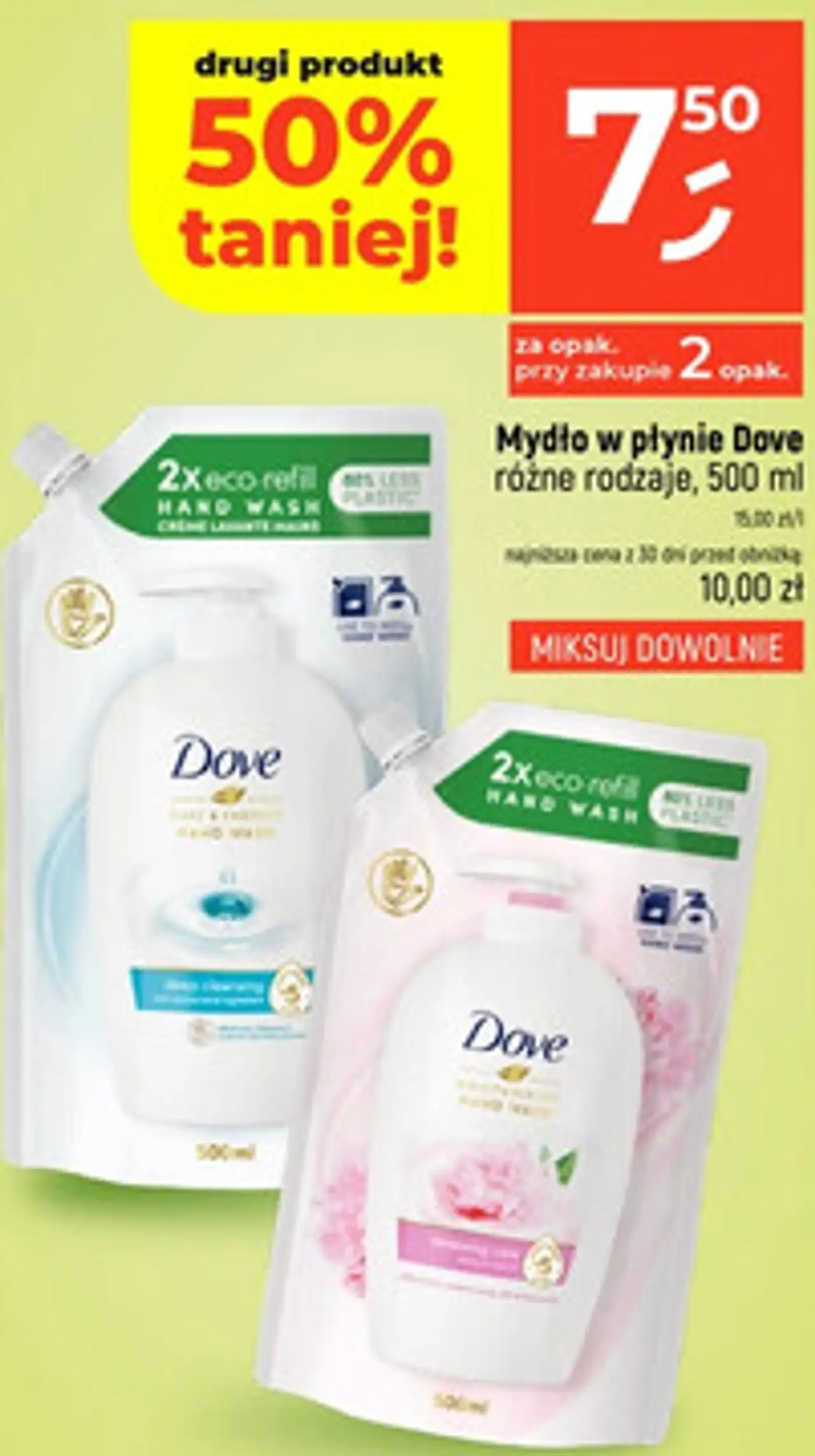 Mydło w płynie Dove różne rodzaje, 500 ml