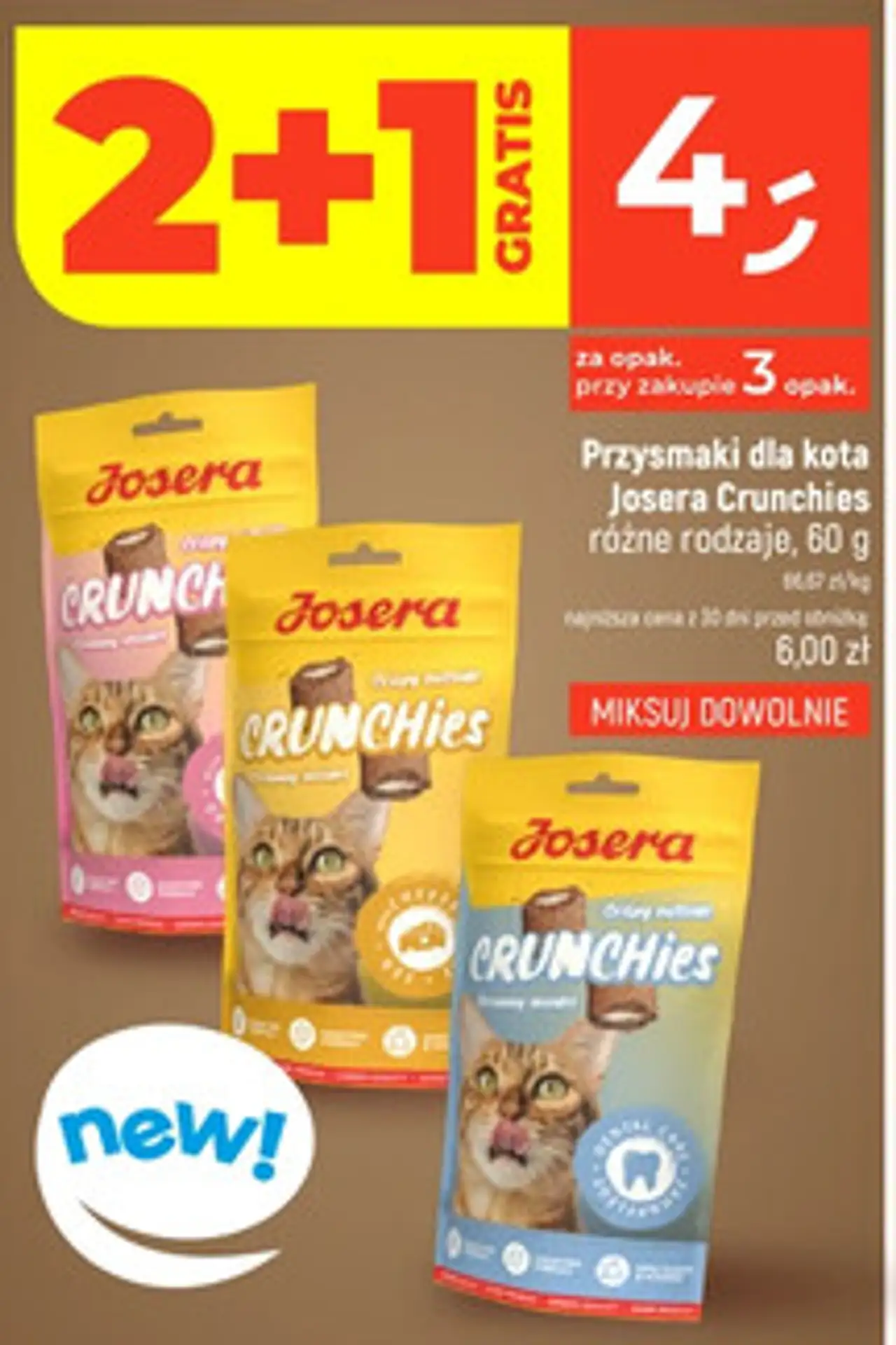 Przysmaki dla kota Josera Crunchies różne rodzaje, 60 g