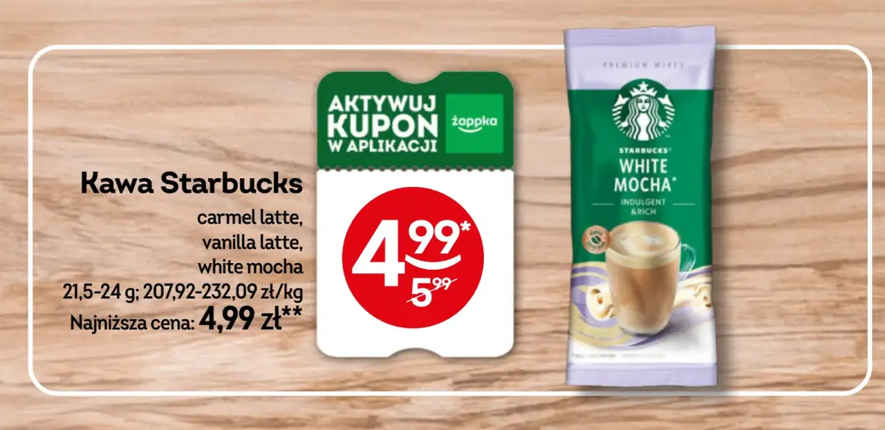 Kawa Starbucks (carmel latte, vanilla latte, white mocha)