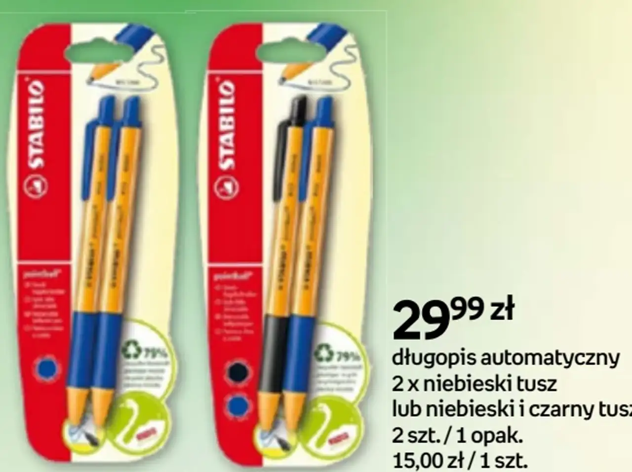 STABILO długopis automatyczny 2 x niebieski tusz lub niebieski i czarny tusz