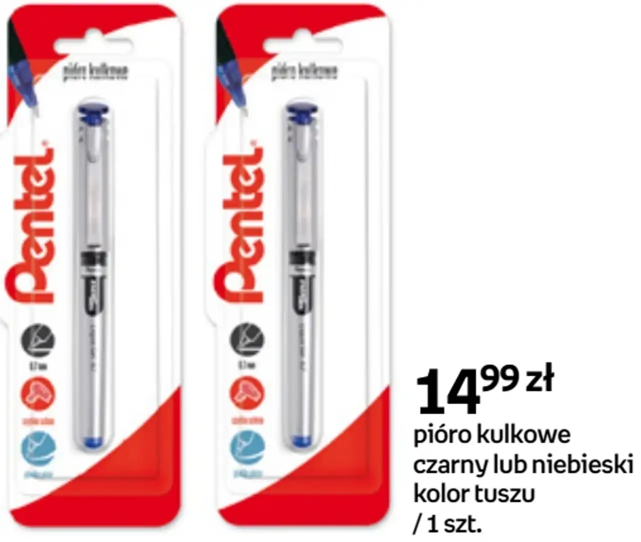 pióro kulkowe Pentel, czarny lub niebieski kolor tuszu