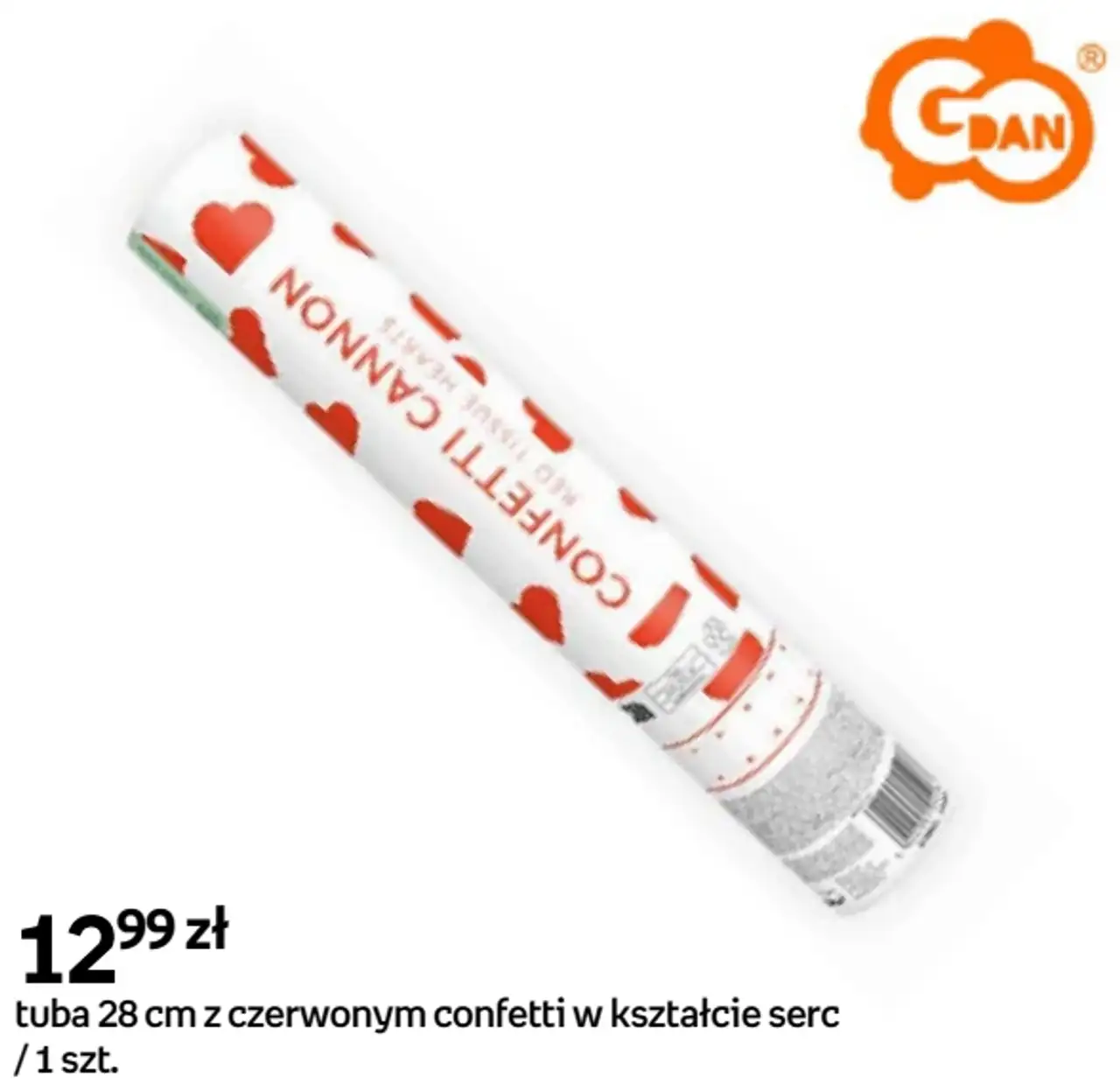 Tuba z czerwonym confetti w kształcie serc GDAN