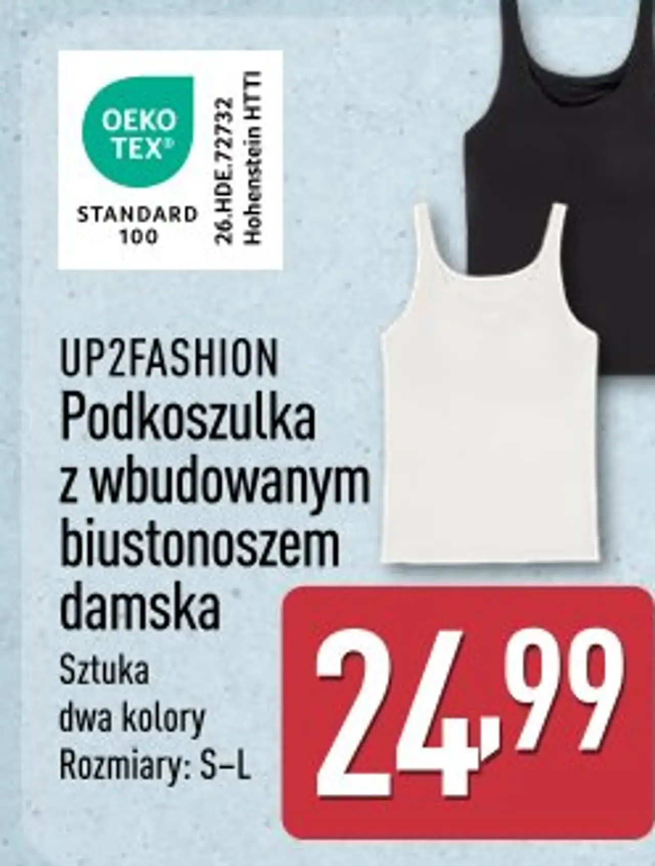 Podkoszulka z wbudowanym biustonoszem damska UP2FASHION