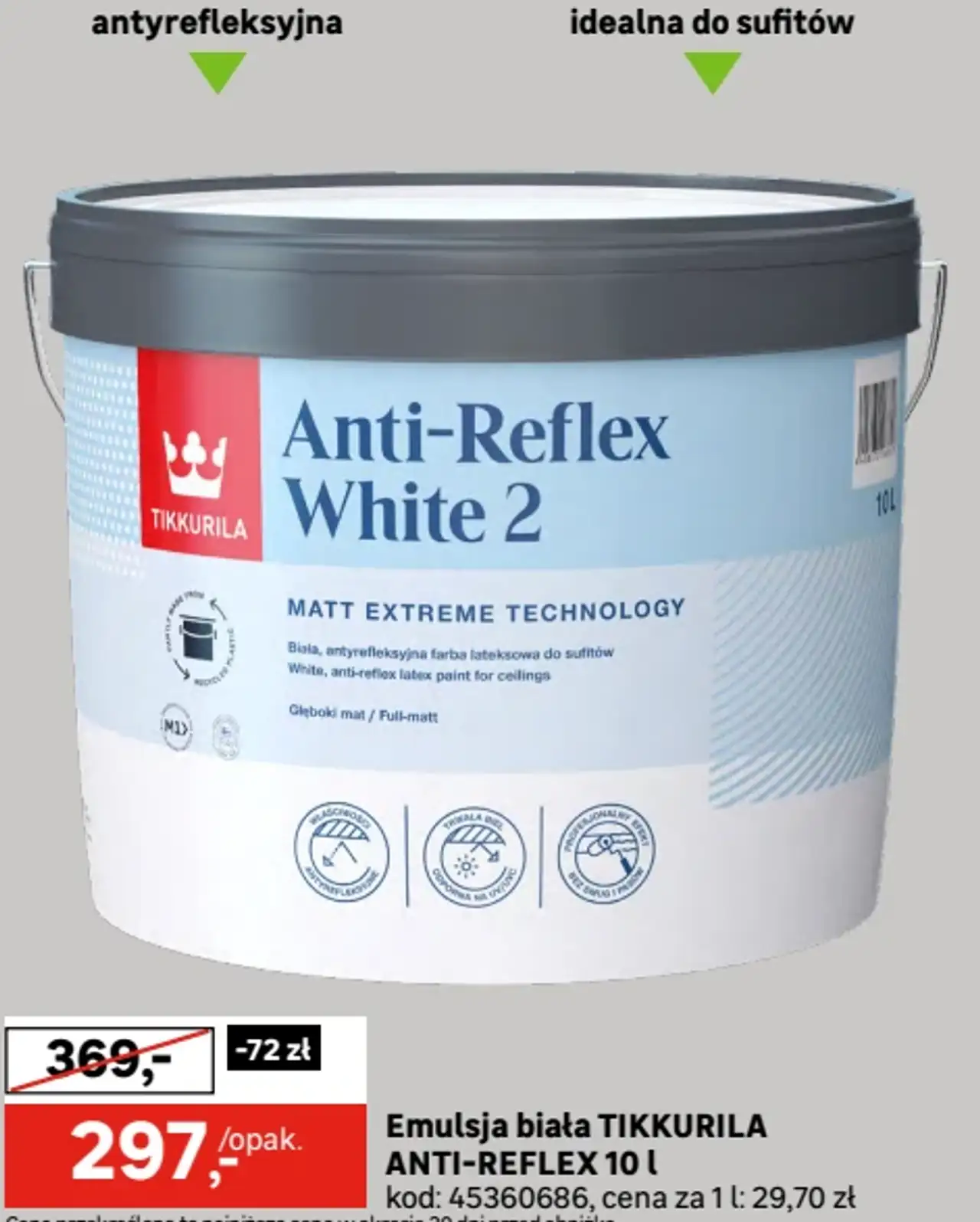 Emulsja biała TIKKURILA Anti-Reflex White 2 10 l