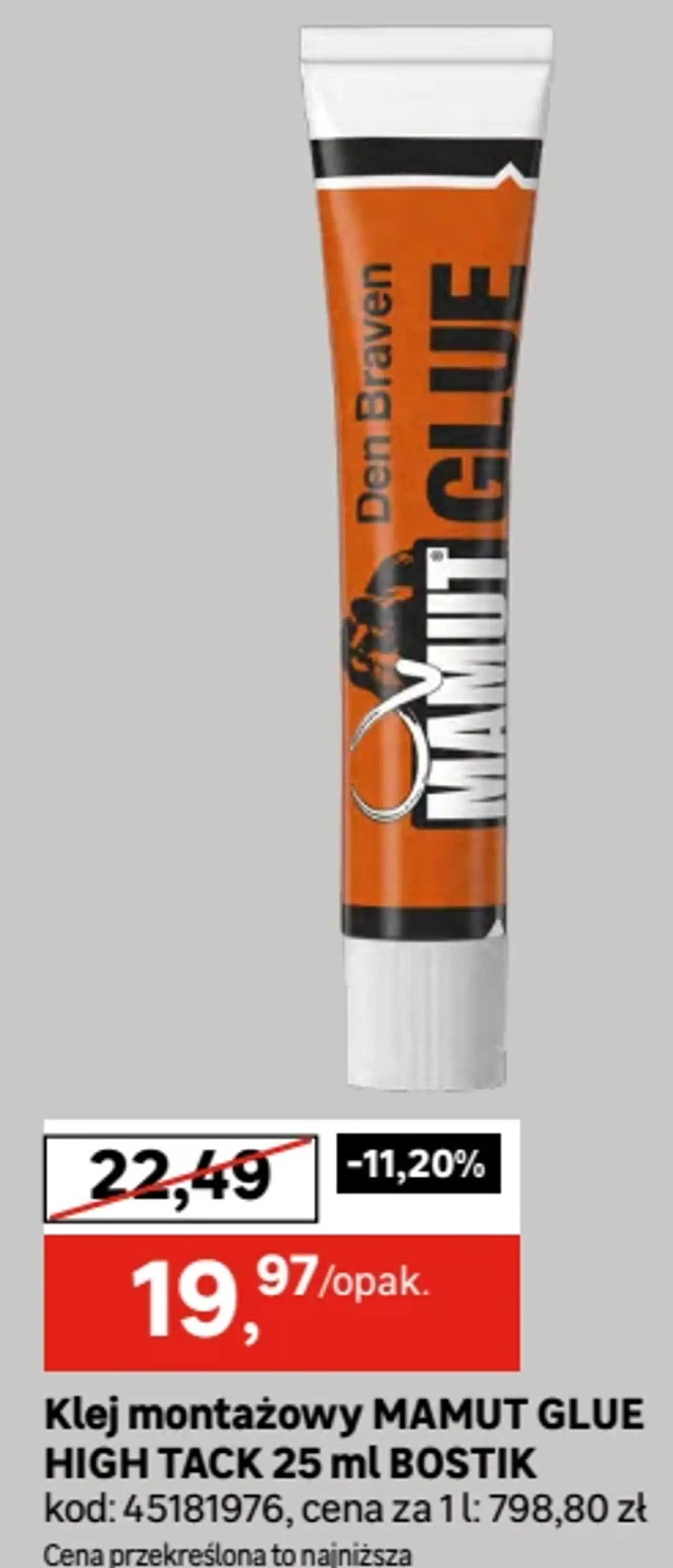 Klej montażowy MAMUT GLUE HIGH TACK 25 ml BOSTIK