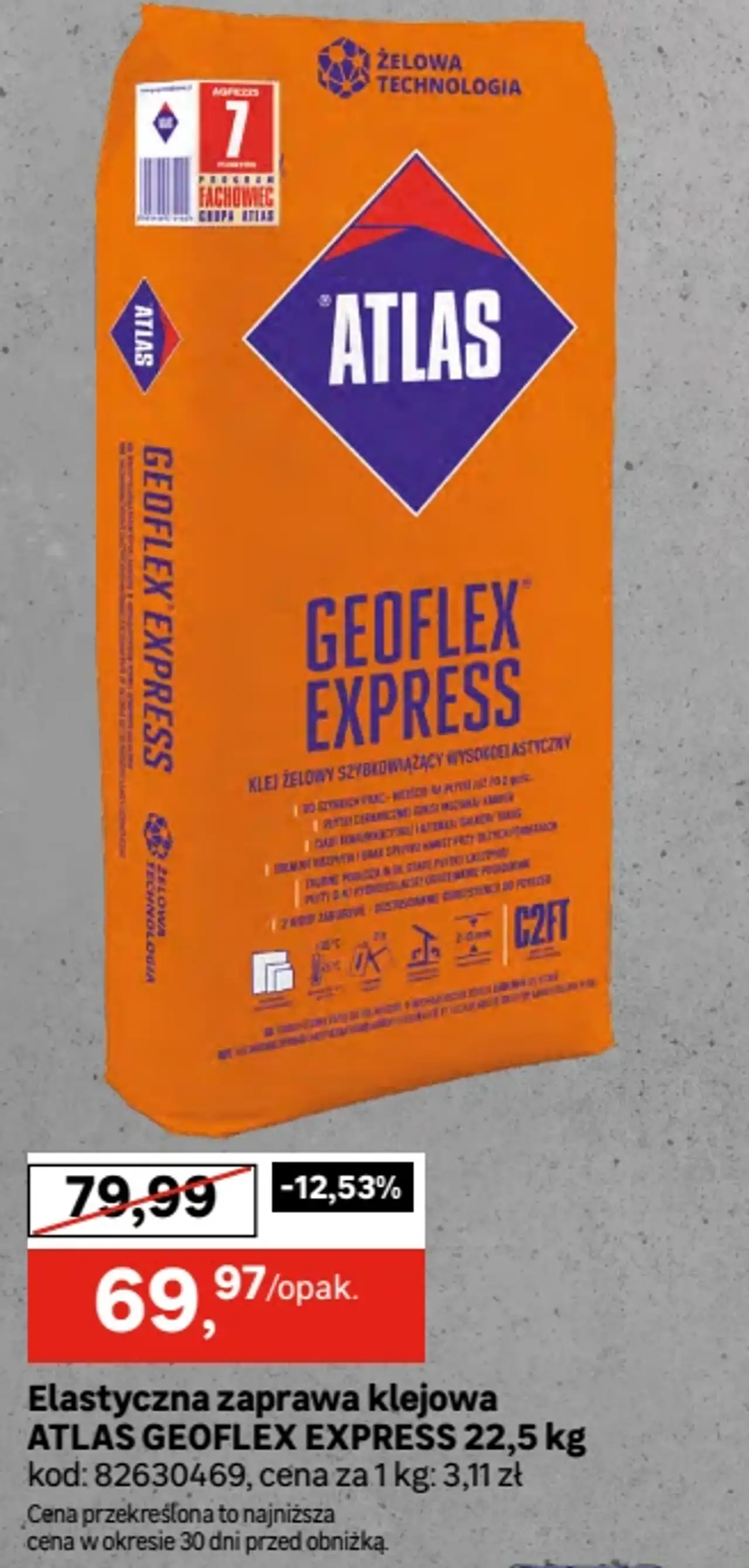 Elastyczna zaprawa klejowa ATLAS GEOFLEX EXPRESS 22,5 kg