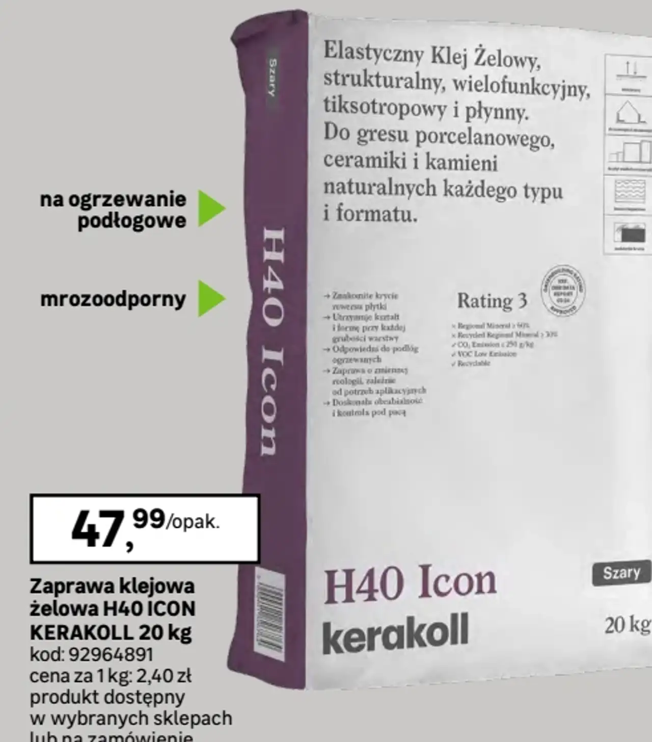 Zaprawa klejowa żelowa H40 Icon KERAKOLL 20 kg