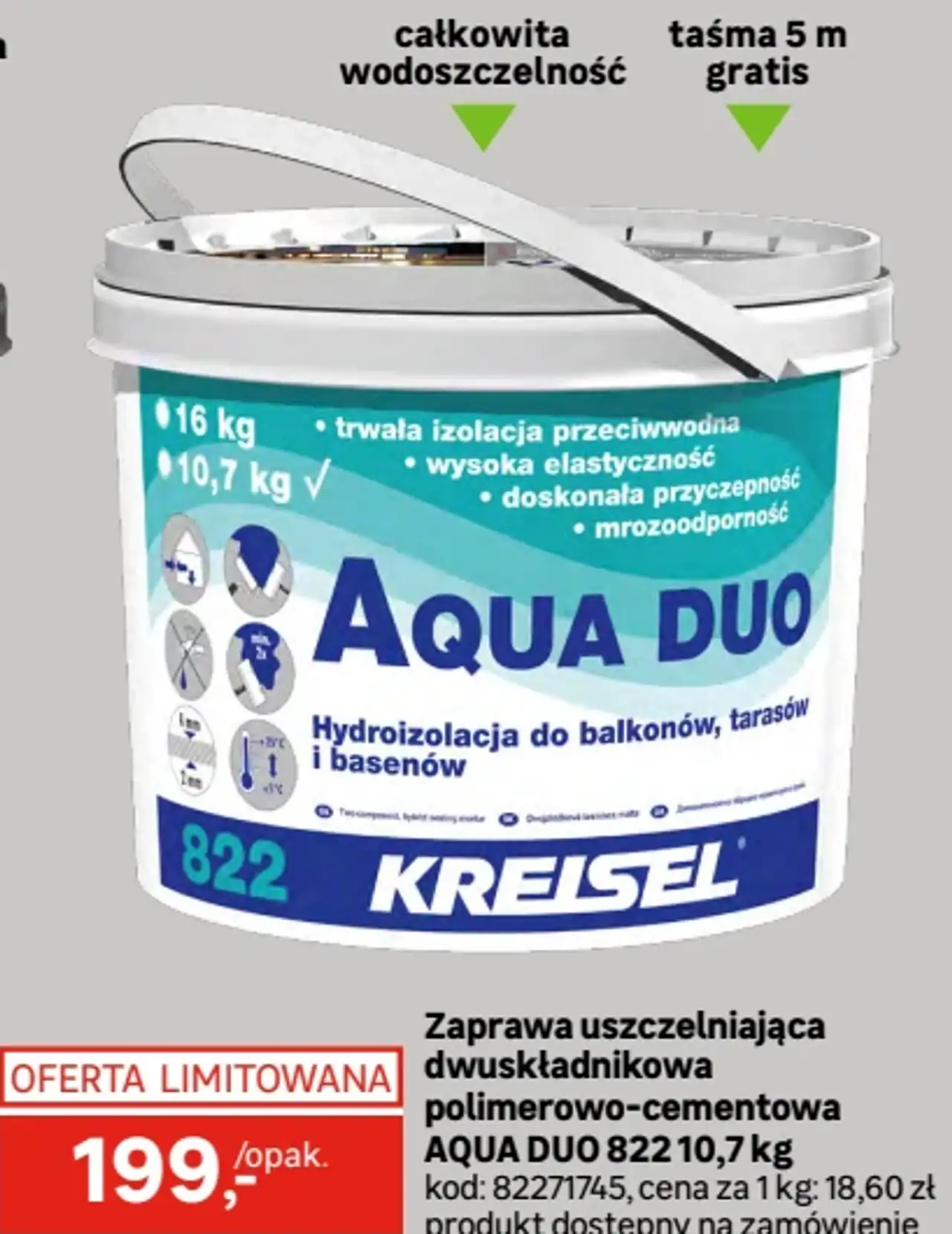 Zaprawa uszczelniająca dwuskładnikowa KREISEL AQUA DUO 822 10,7 kg