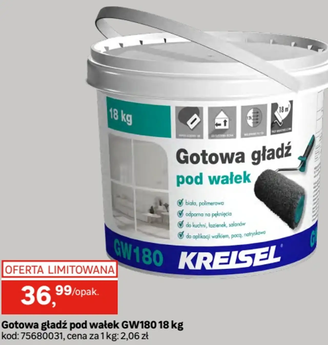 Gotowa gładź pod wałek KREISEL GW180 18 kg