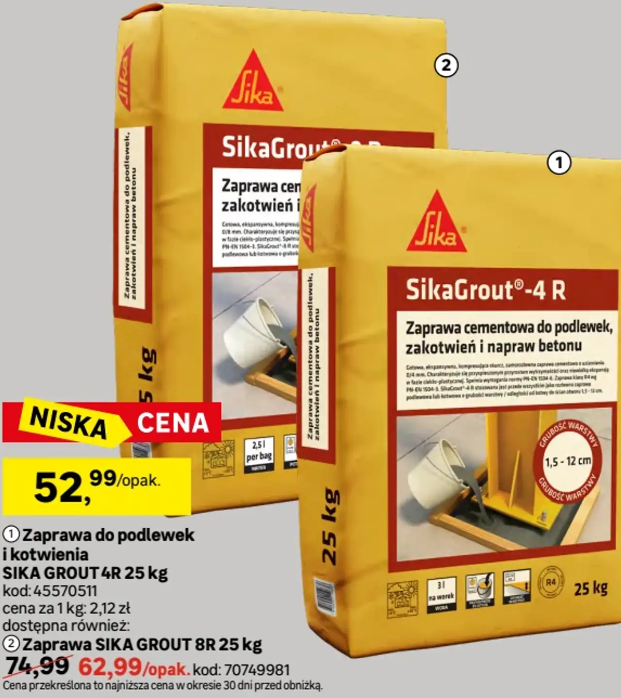 Zaprawa do podlewek i kotwienia SIKA GROUT 4R 25 kg