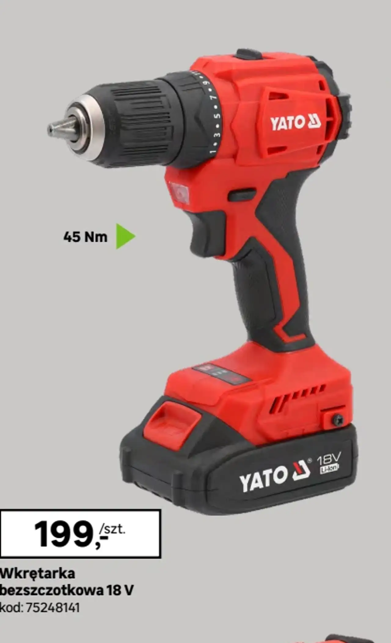 Wkrętarka bezszczotkowa 18 V YATO