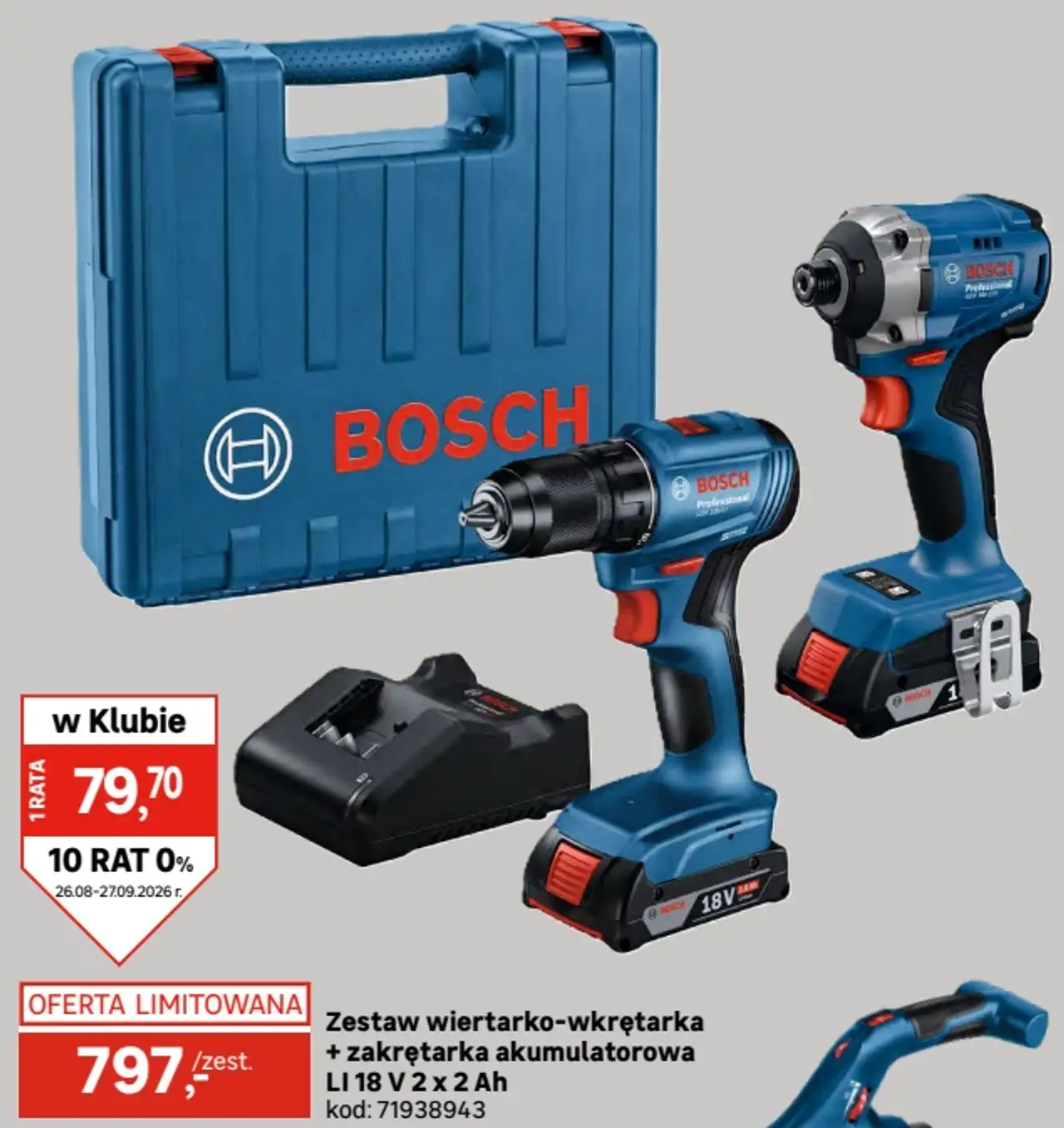 Zestaw wiertarko-wkrętarka + zakrętarka akumulatorowa Bosch Professional LI 18 V 2 x 2 Ah