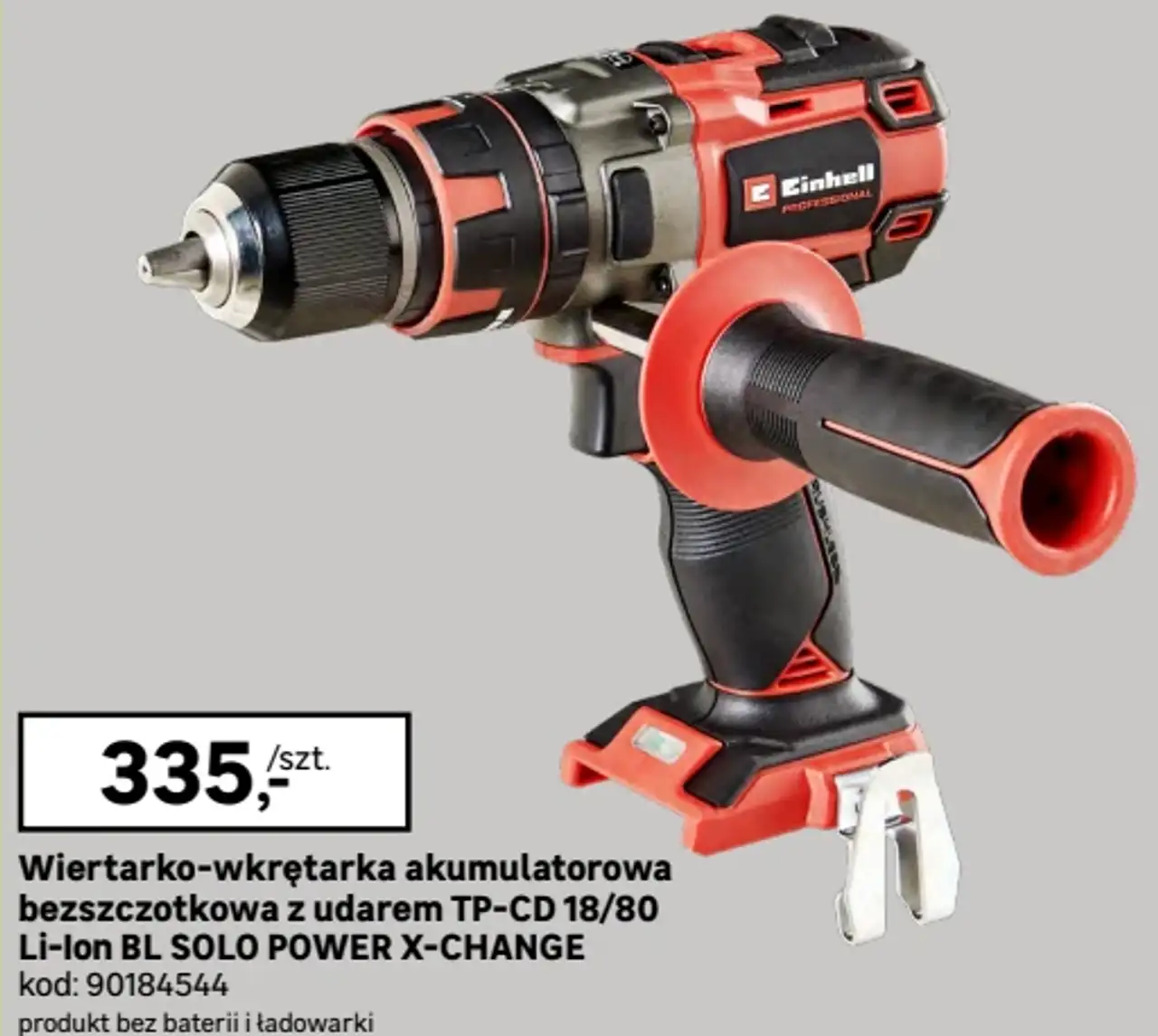 Wiertarko-wkrętarka akumulatorowa bezszczotkowa z udarem Einhell TP-CD 18/80 Li-Ion BL SOLO POWER X-CHANGE