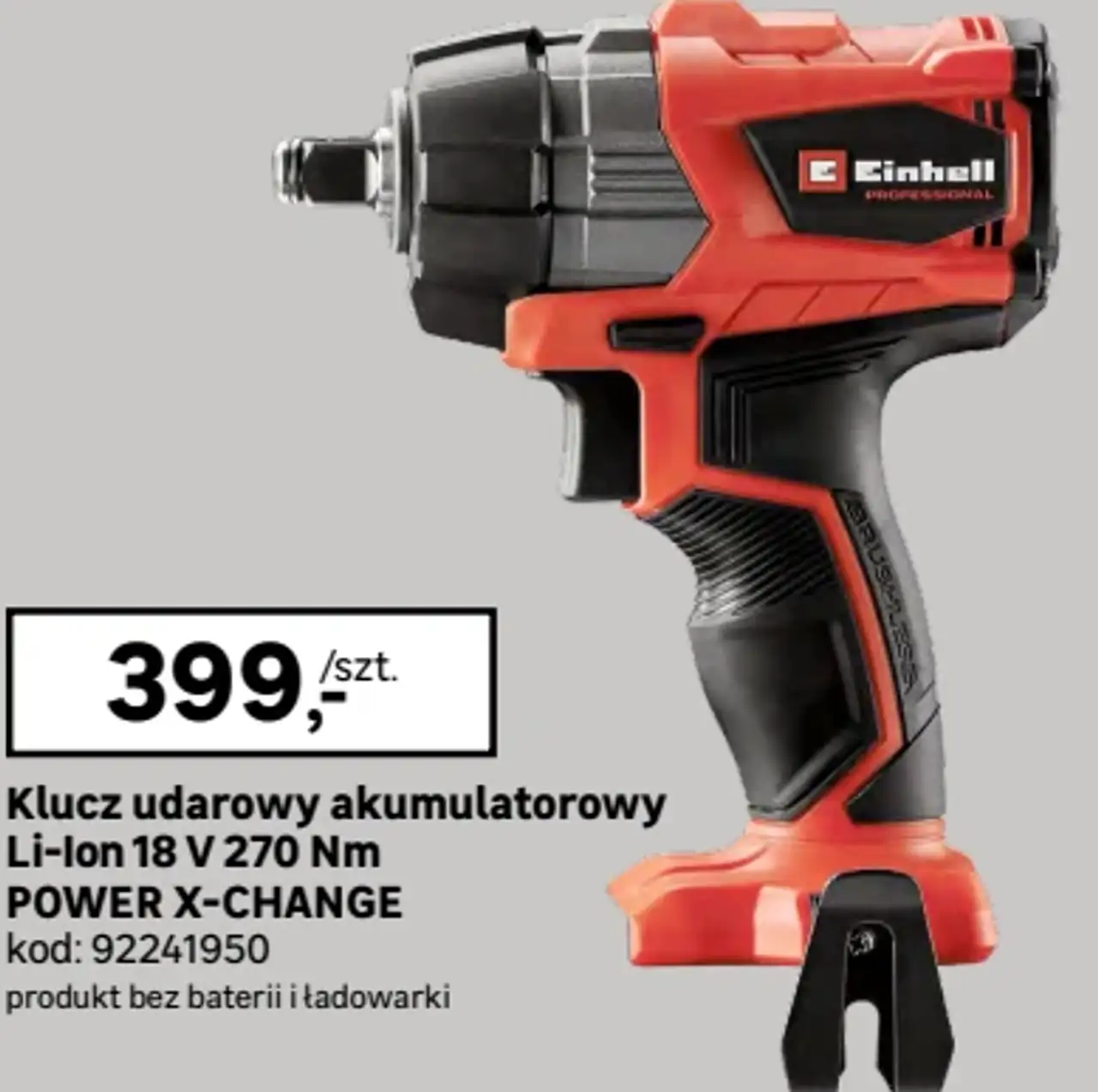 Klucz udarowy akumulatorowy Einhell Li-Ion 18 V 270 Nm POWER X-CHANGE