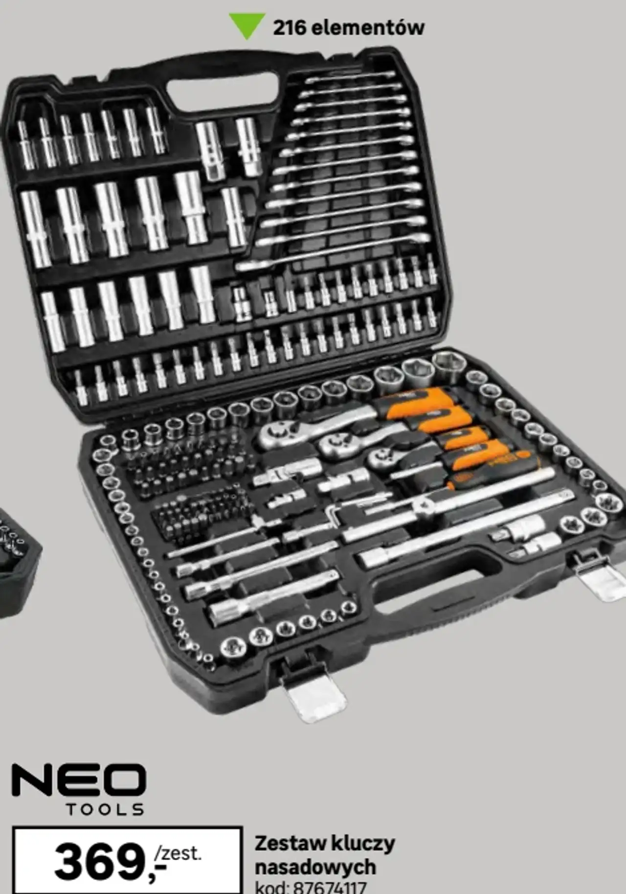 Zestaw kluczy nasadowych NEO TOOLS, 216 elementów