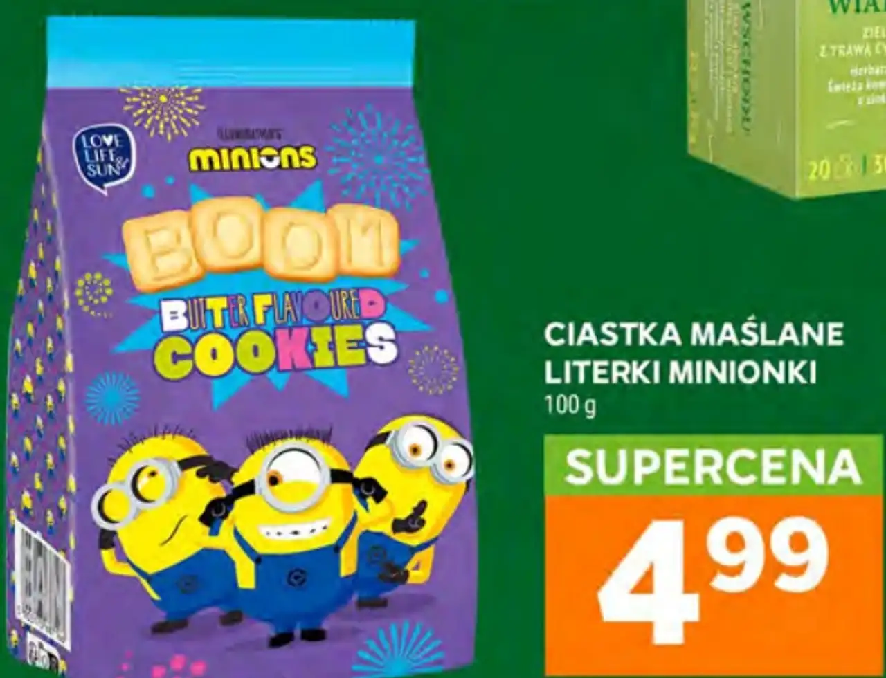 Ciastka maślane literki Minionki Boom Butter Flavoured Cookies
