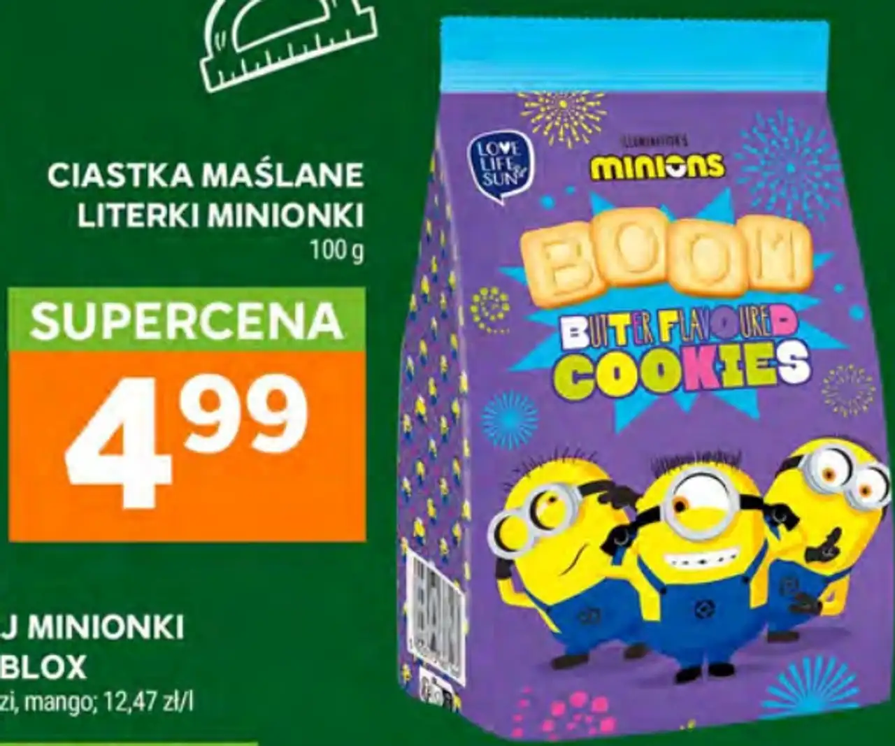 Ciastka maślane literki Minionki