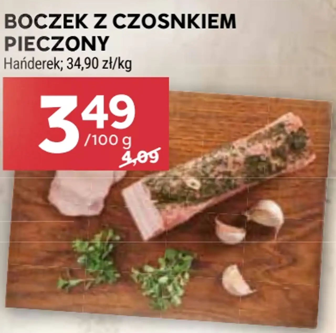 Boczek z czosnkiem pieczony Hańderek