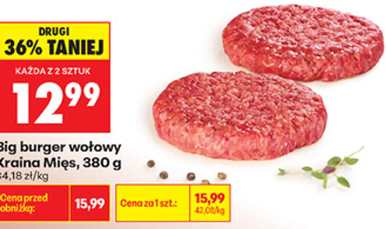 Big burger wołowy Kraina Mięs, 380 g