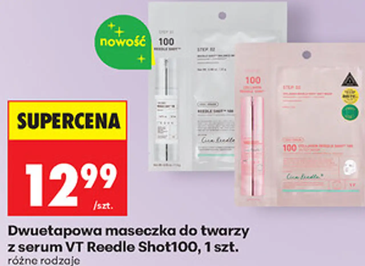 Dwuetapowa maseczka do twarzy z serum VT Reedle Shot100, 1 szt.